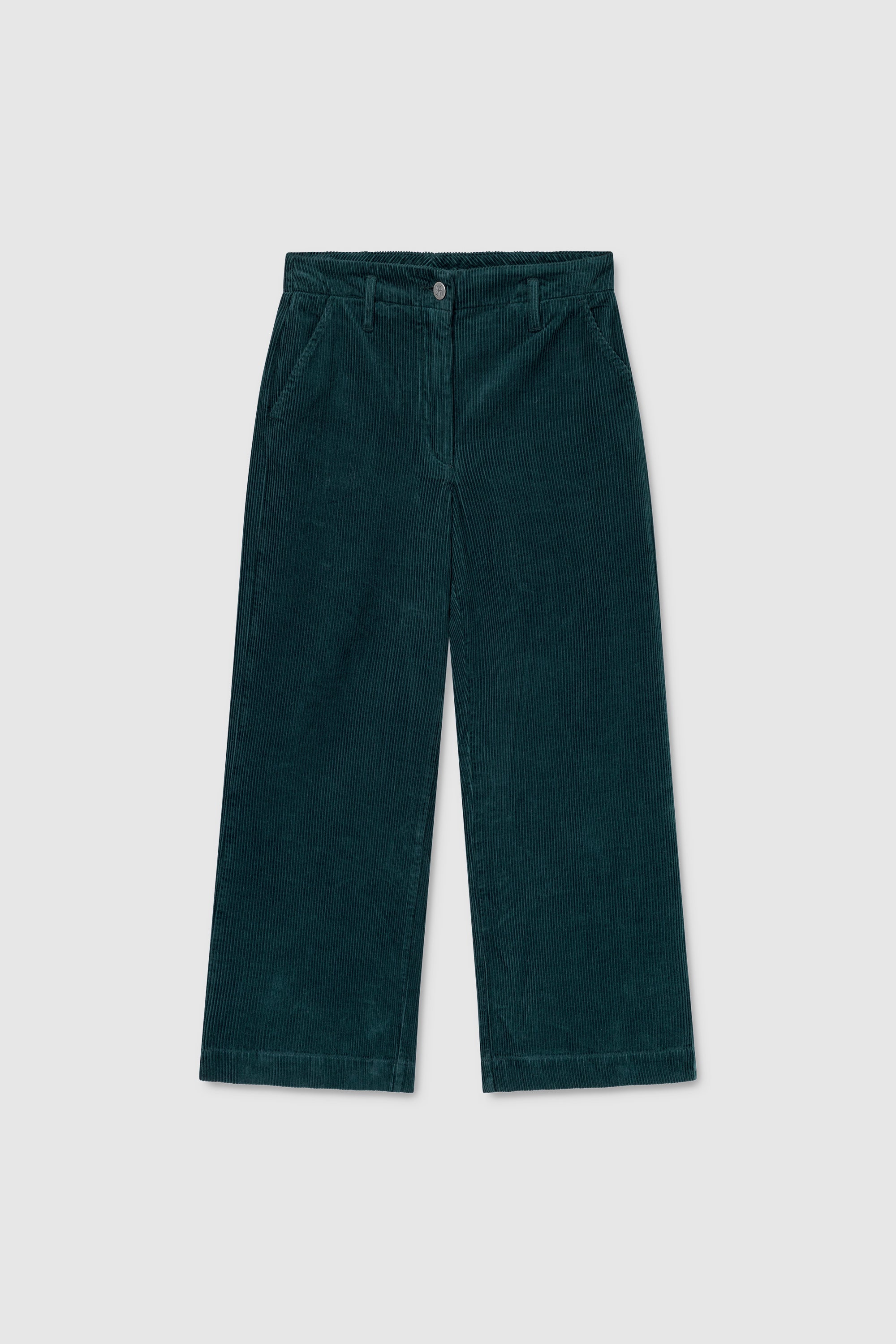 Lail Cropped Corduroy Trousers  - Dark Bottle Green