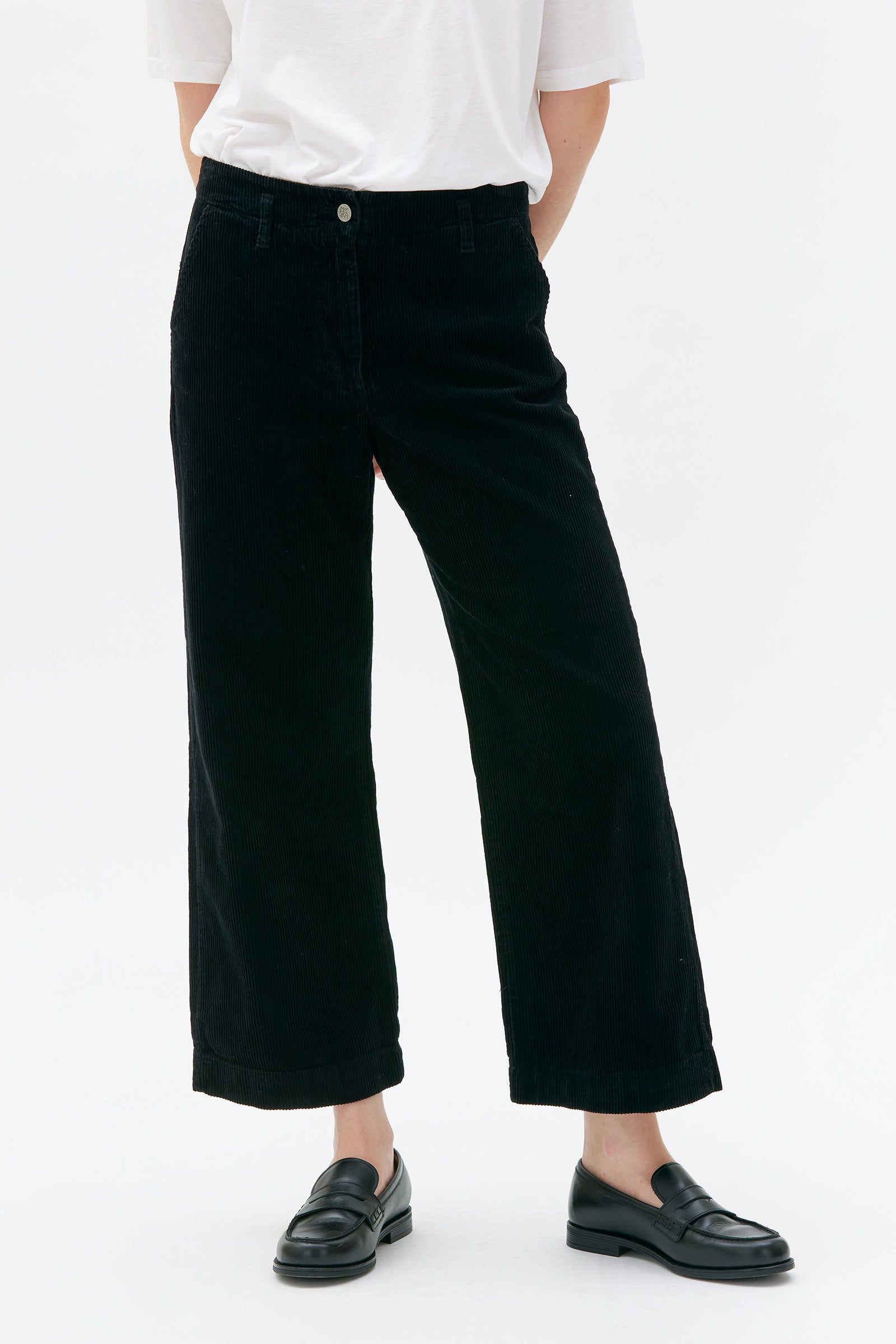 Lail Cropped Corduroy Trousers - Black