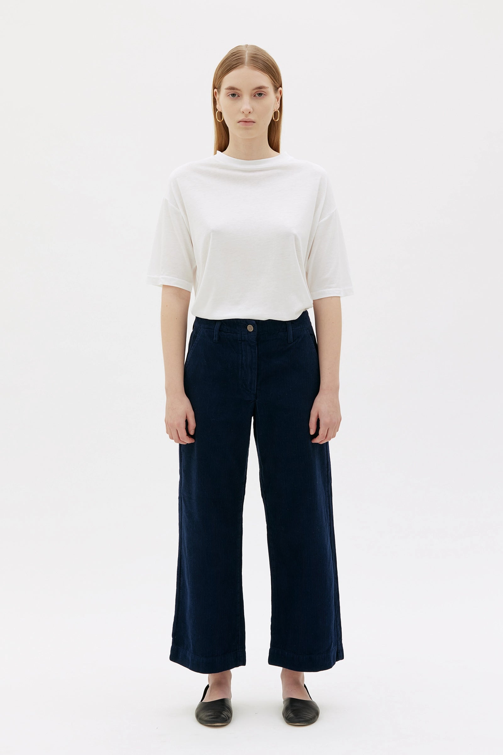 Lail Cropped Corduroy Trousers  - Royal Blue