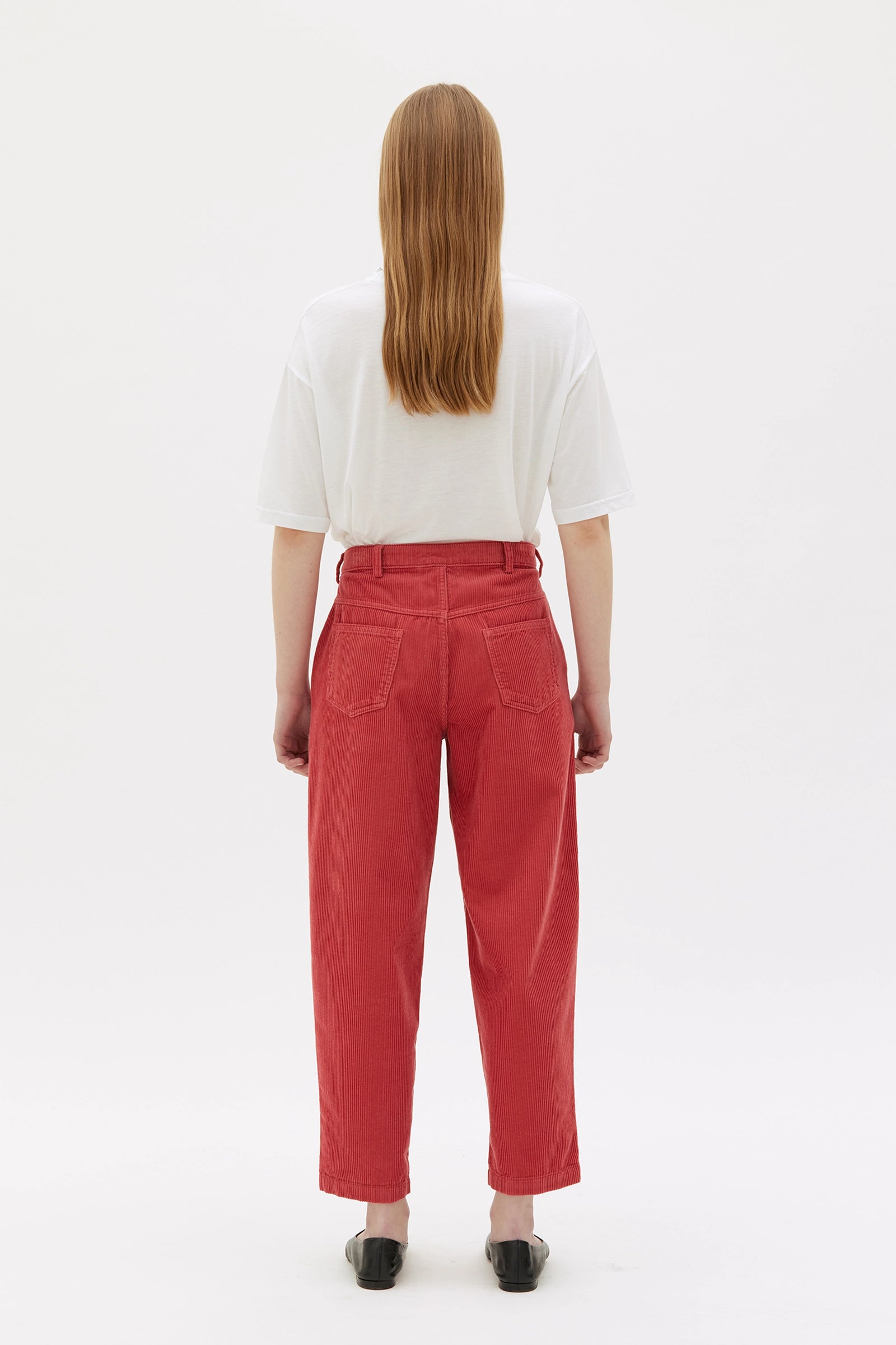 Ruth Barrel Leg Organic Cotton Corduroy Trousers - Begonia Pink