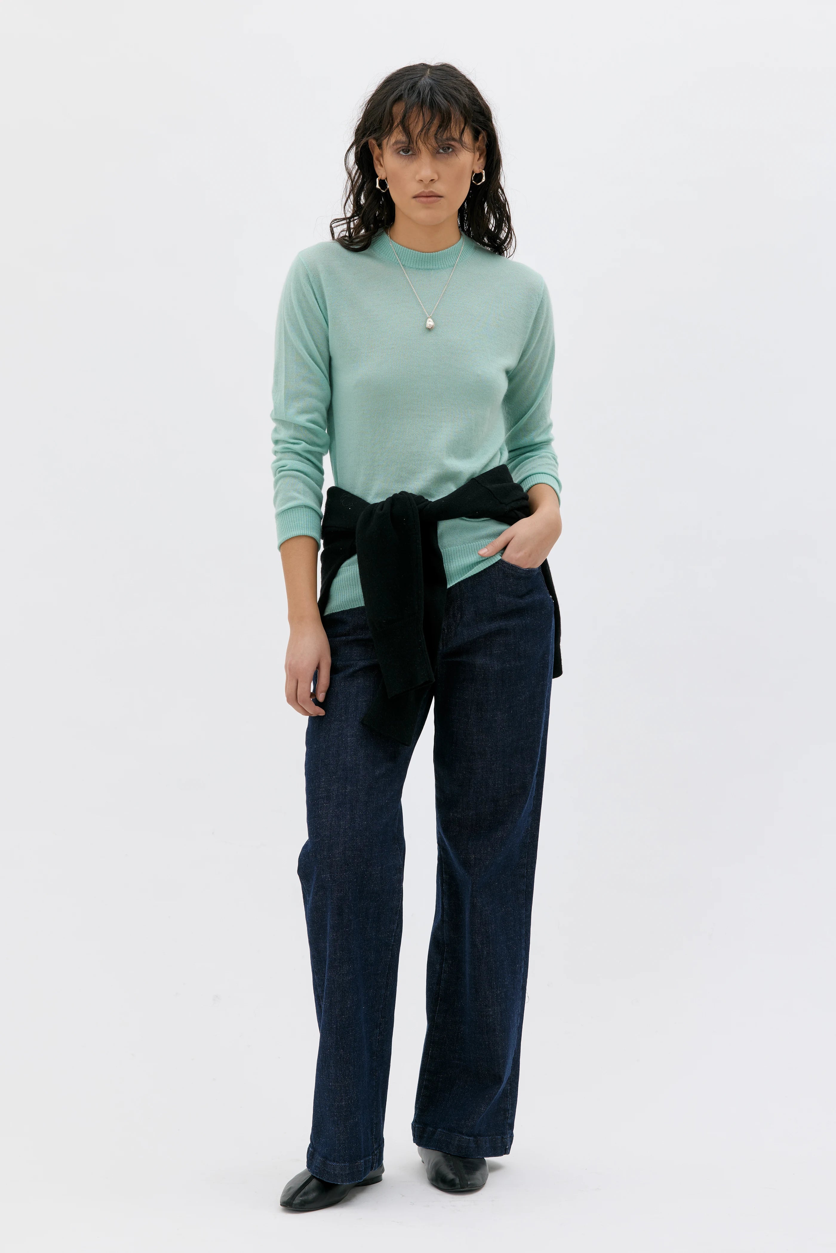Adella Light Cashmere Long Sleeve Top - Mint