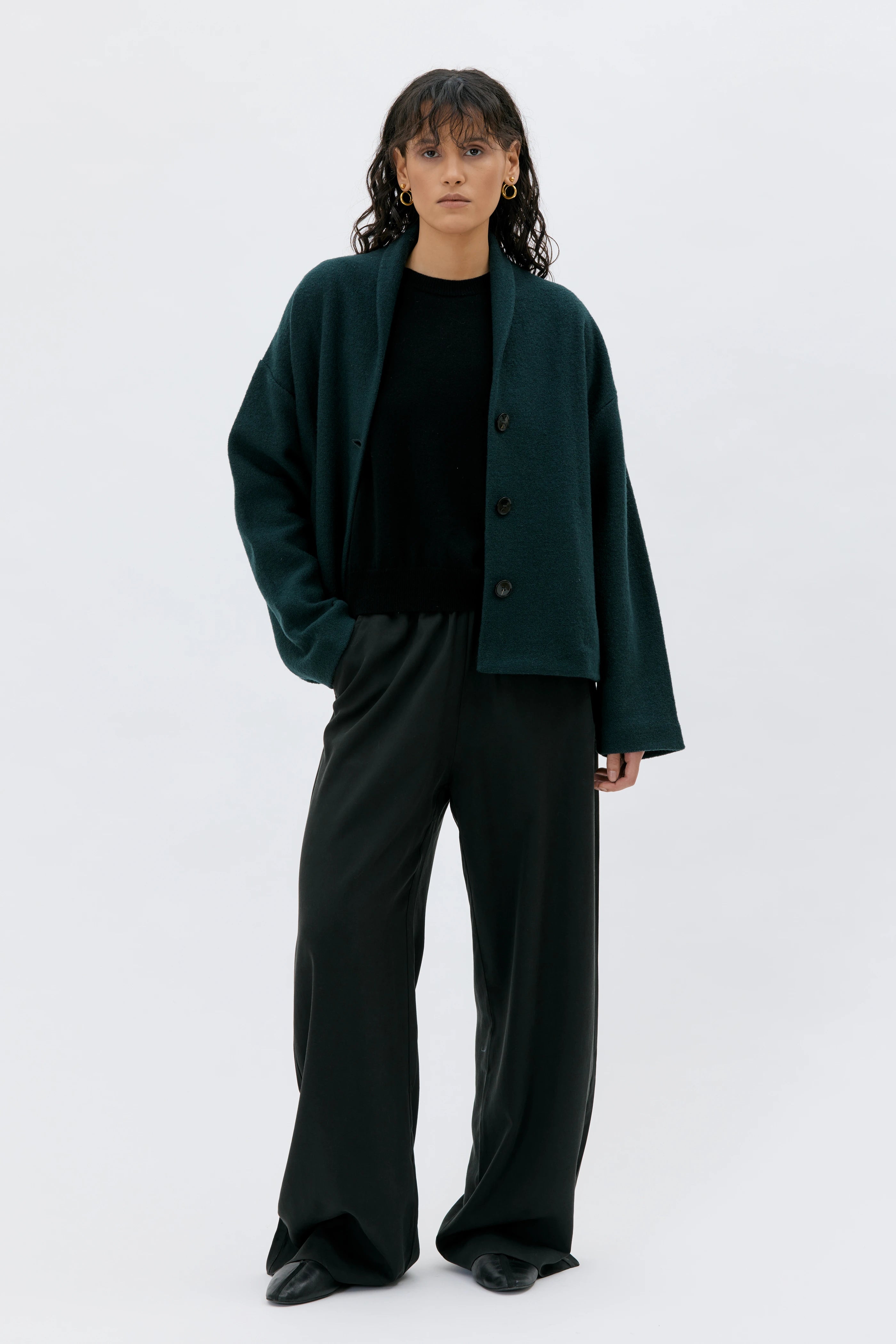 Hale Jacka I Valkad Ull - Dark Bottle Green