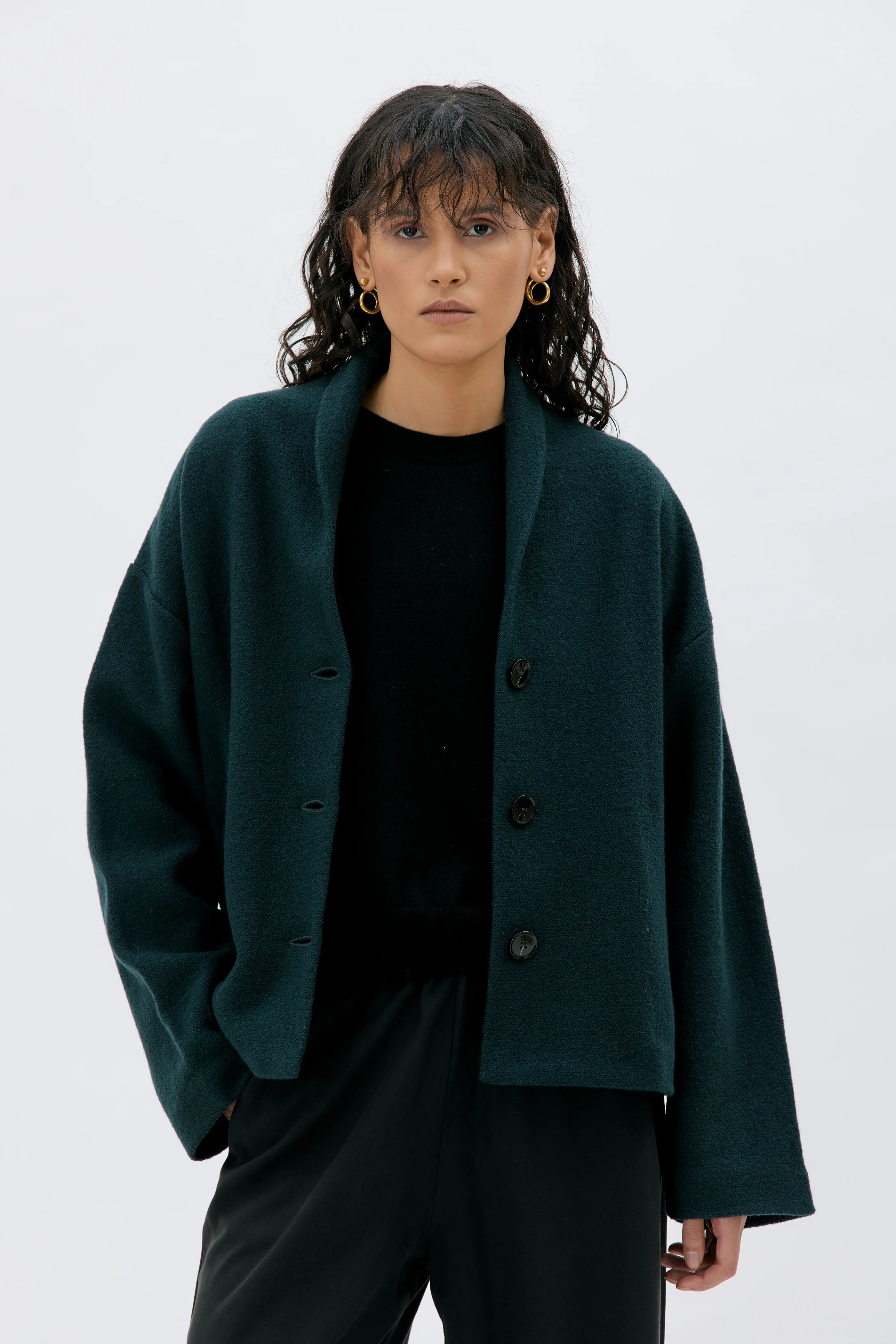 Hale Jacka I Valkad Ull - Dark Bottle Green