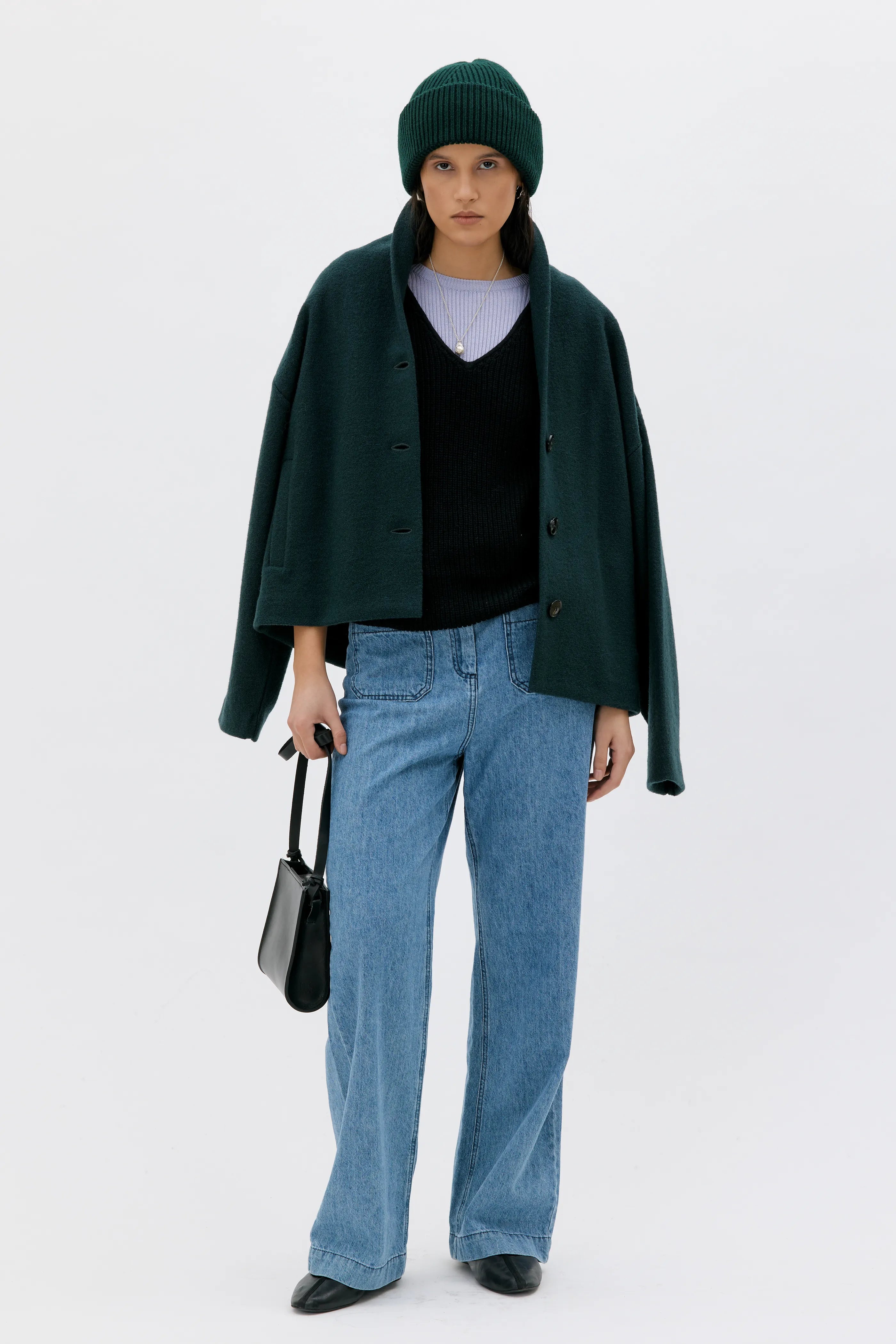 Rori Ribbad Mössa I Merinoull Och Kashmir - Dark Pine Green