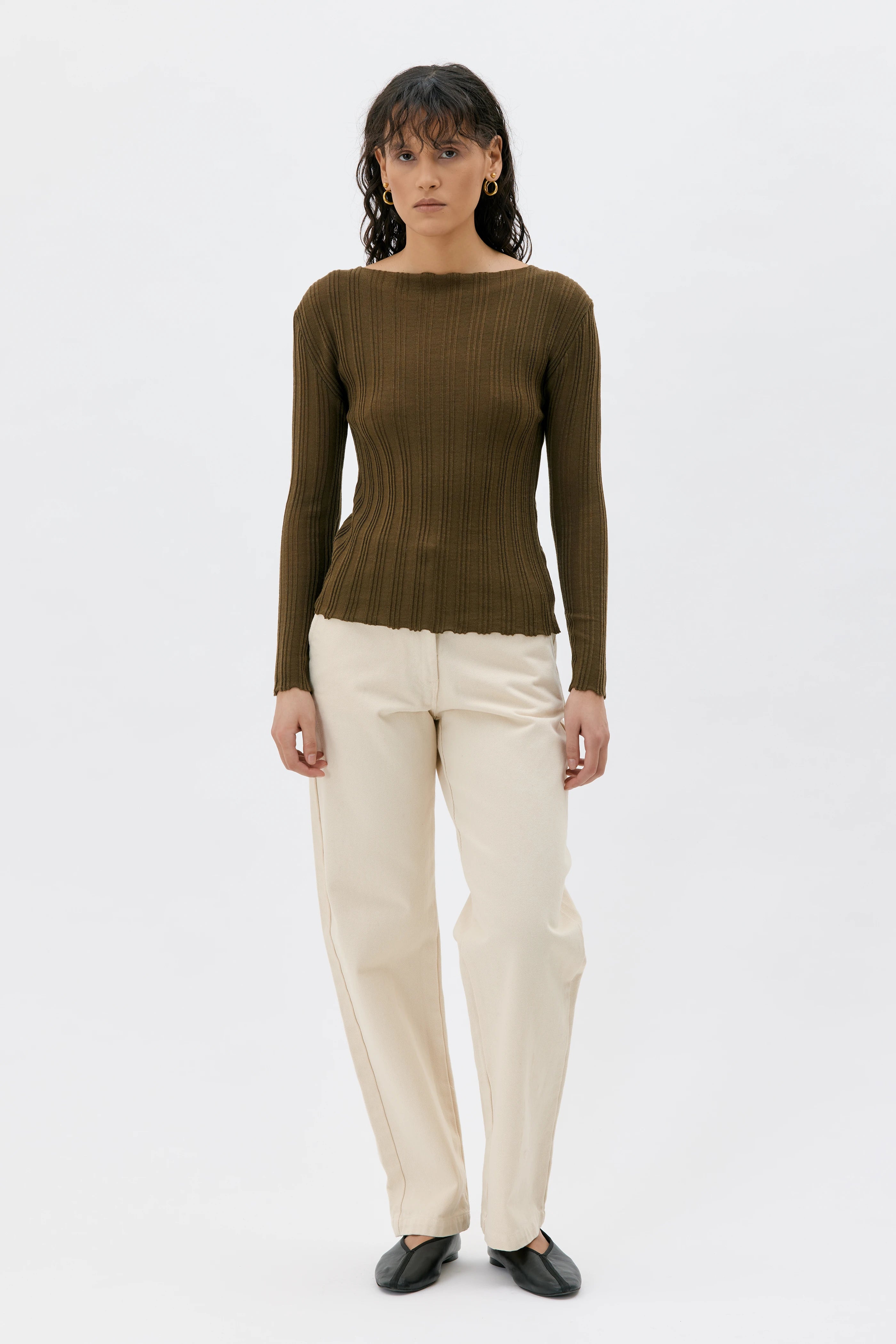Hilja Finstickad Topp I Ull - Amber Green 