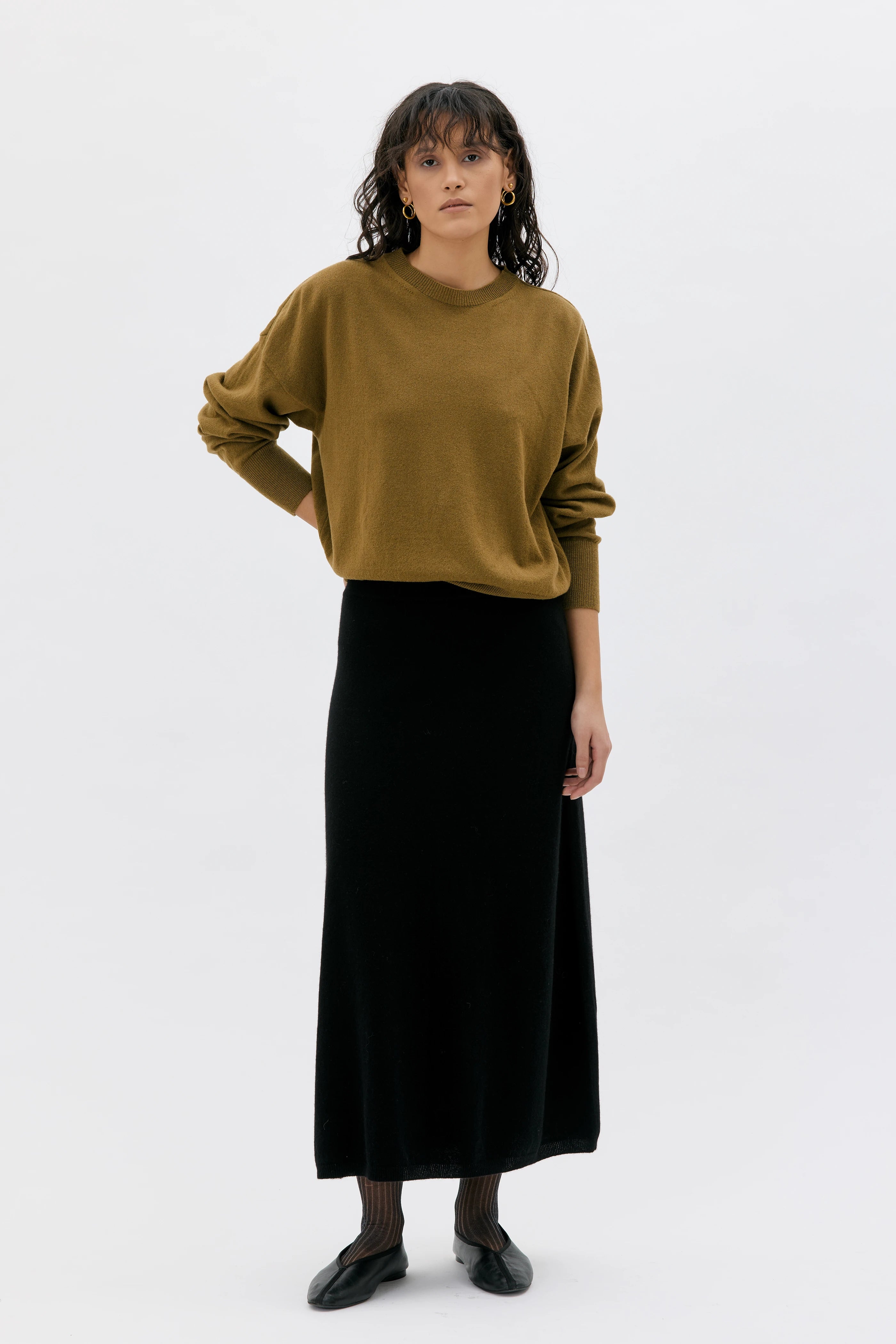 Ior Tröja I Ull Och Kashmir - Olive Green