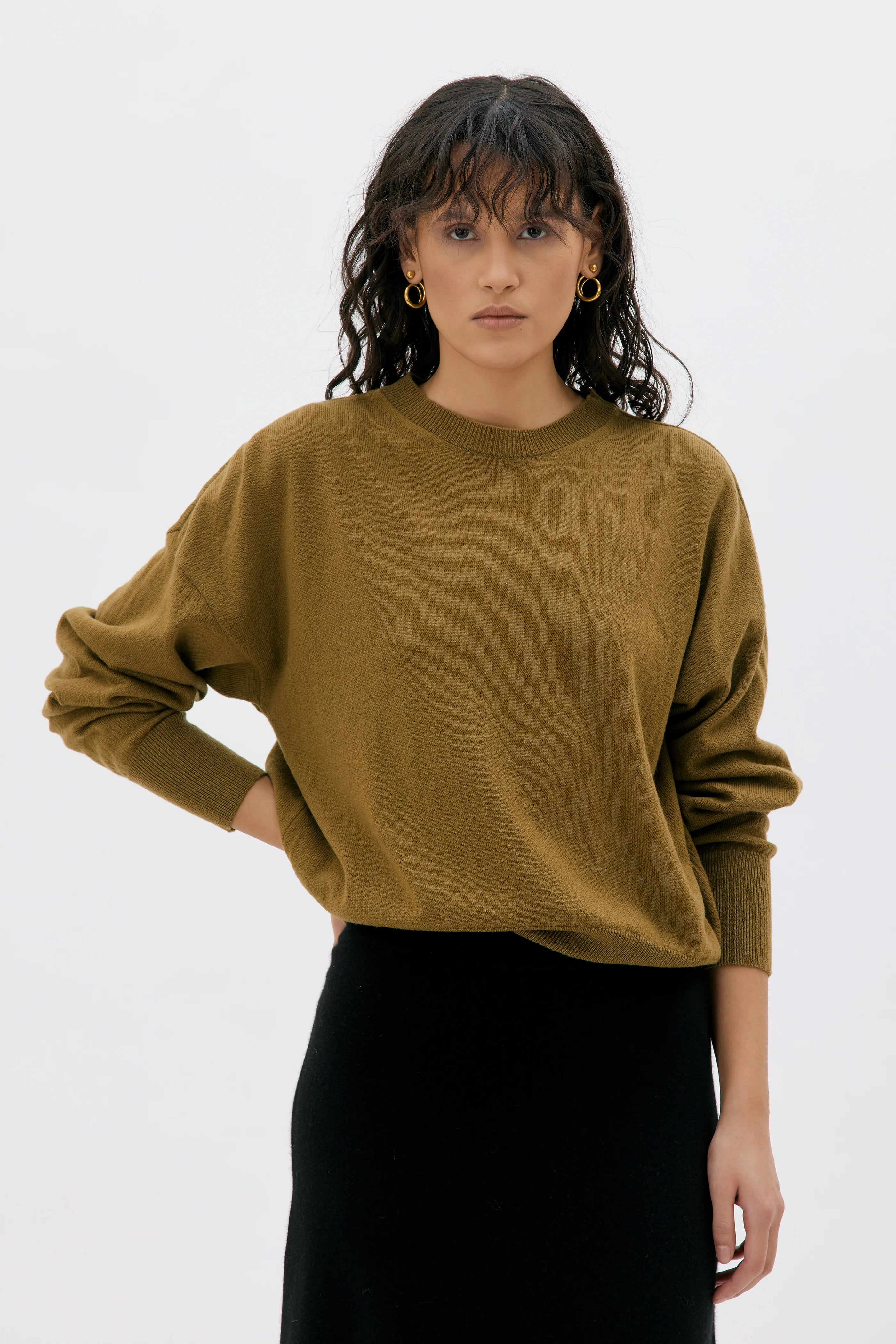 Ior Tröja I Ull Och Kashmir - Olive Green