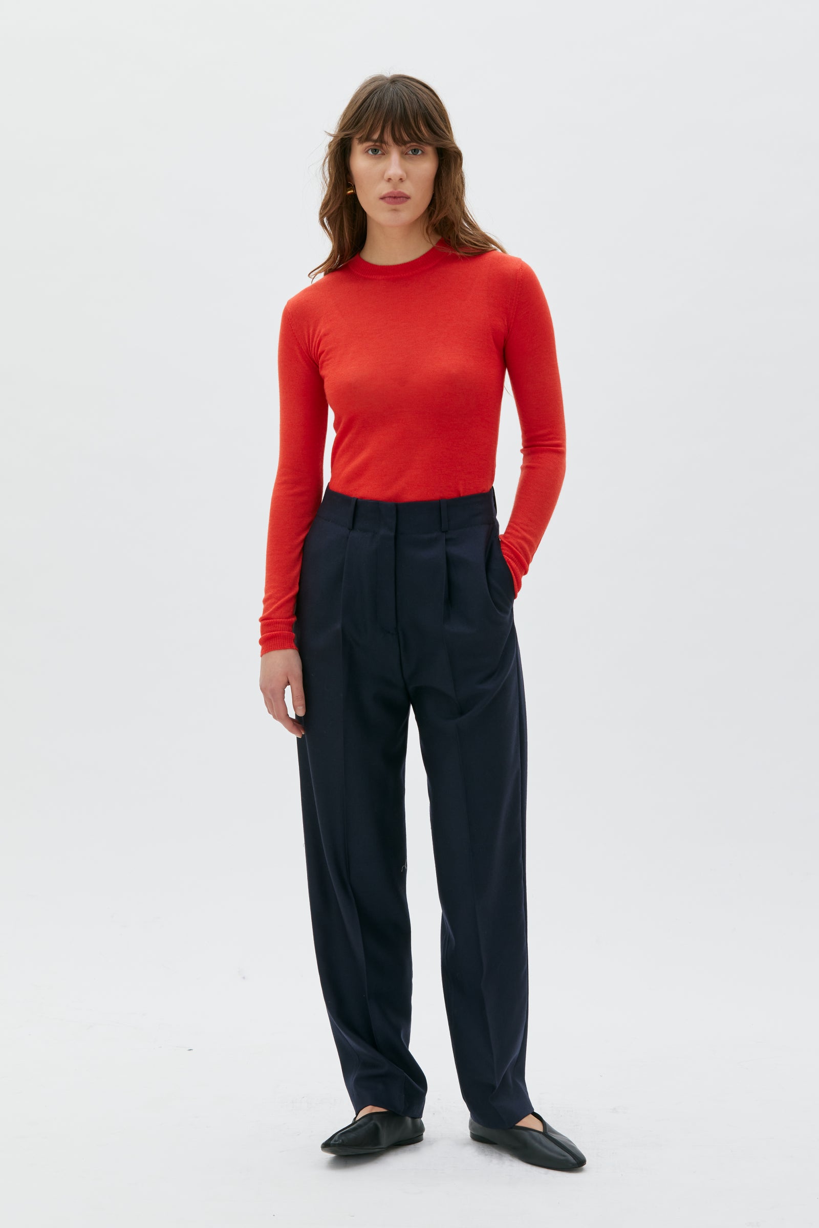 Adella Light Cashmere Long Sleeve Top - 15 Tomato Red