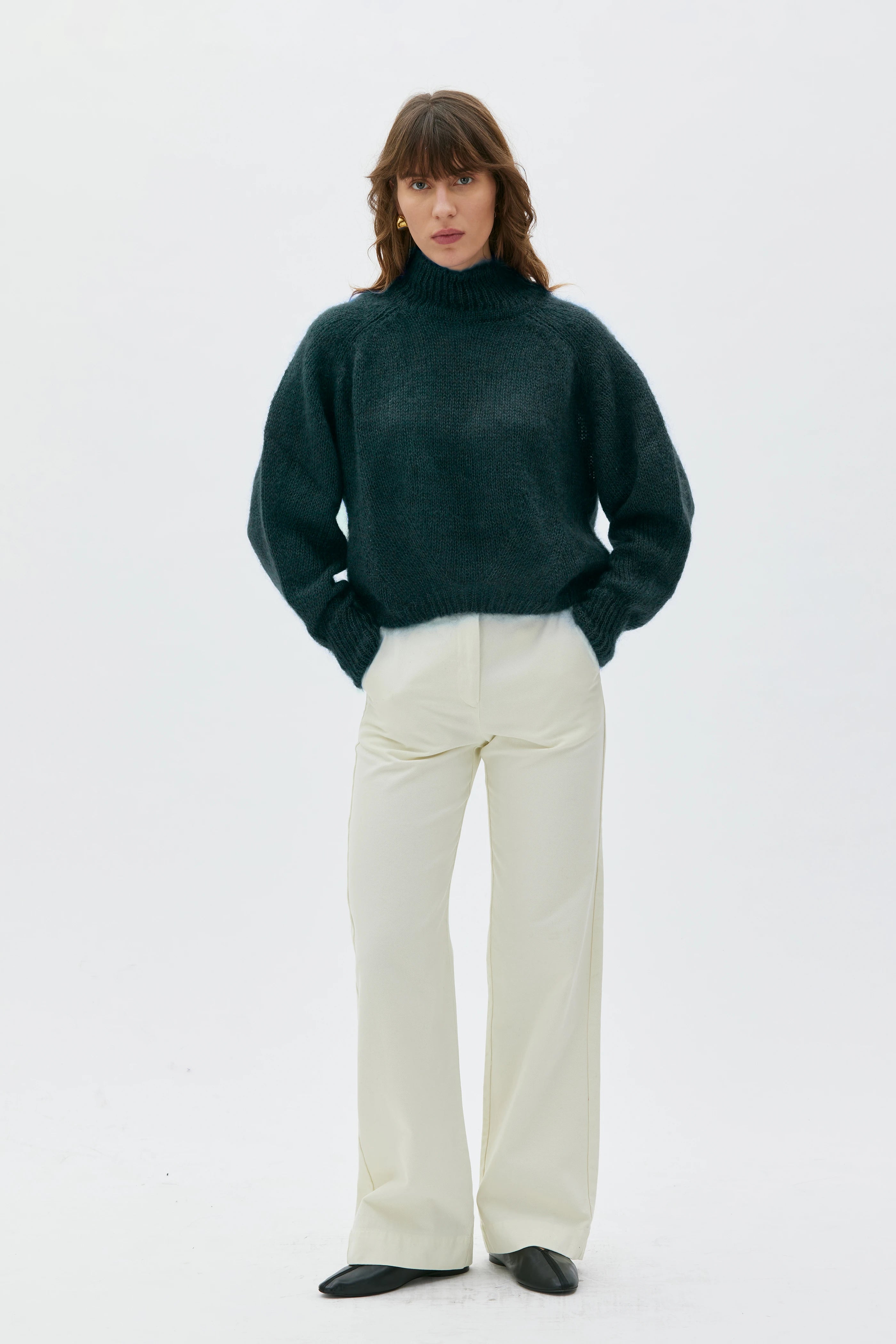 Faye Silke Mohairtröja - Dark Pine Green