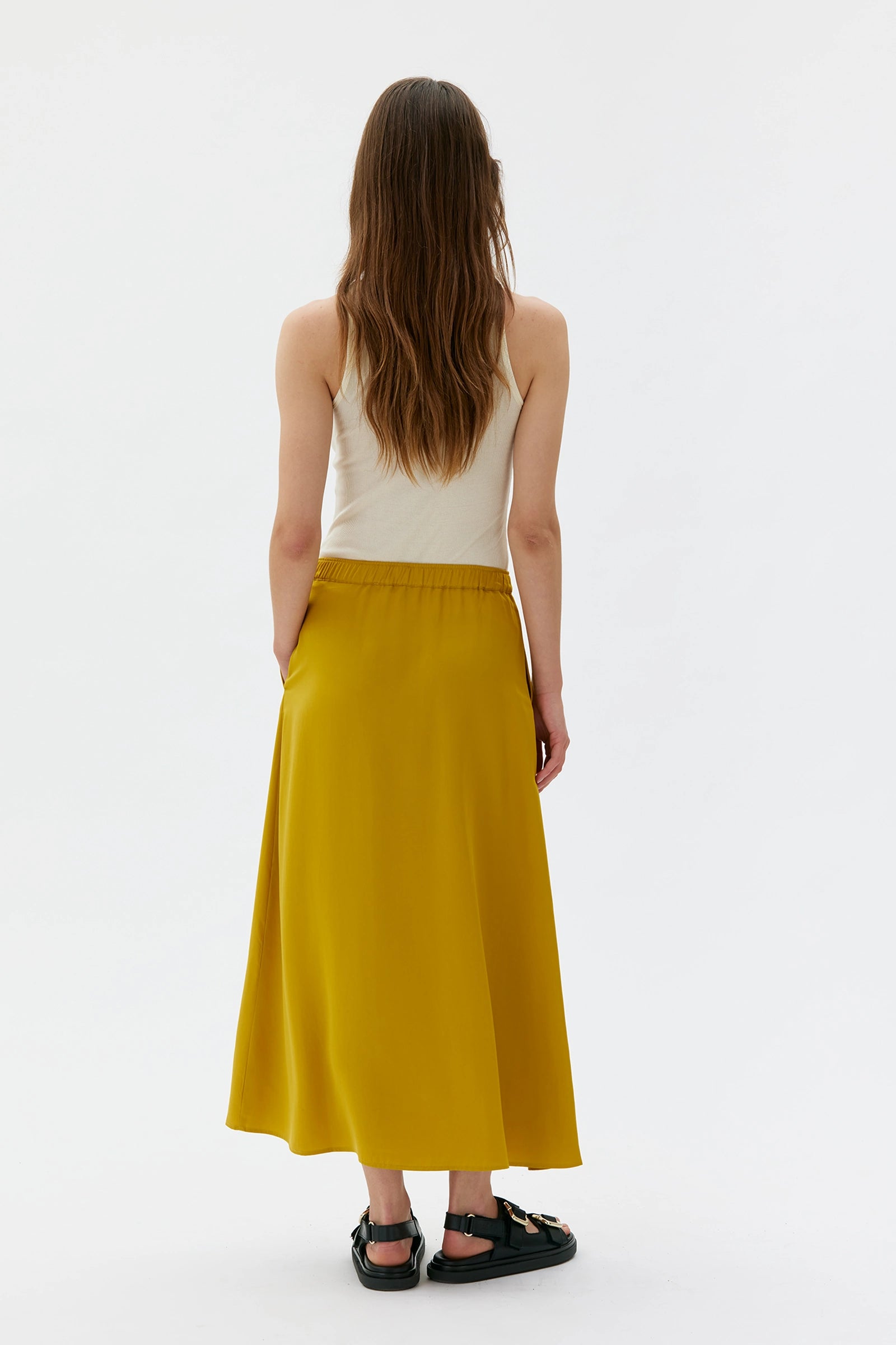 Kaja Satin Tencel Kjol - Harvest Gold