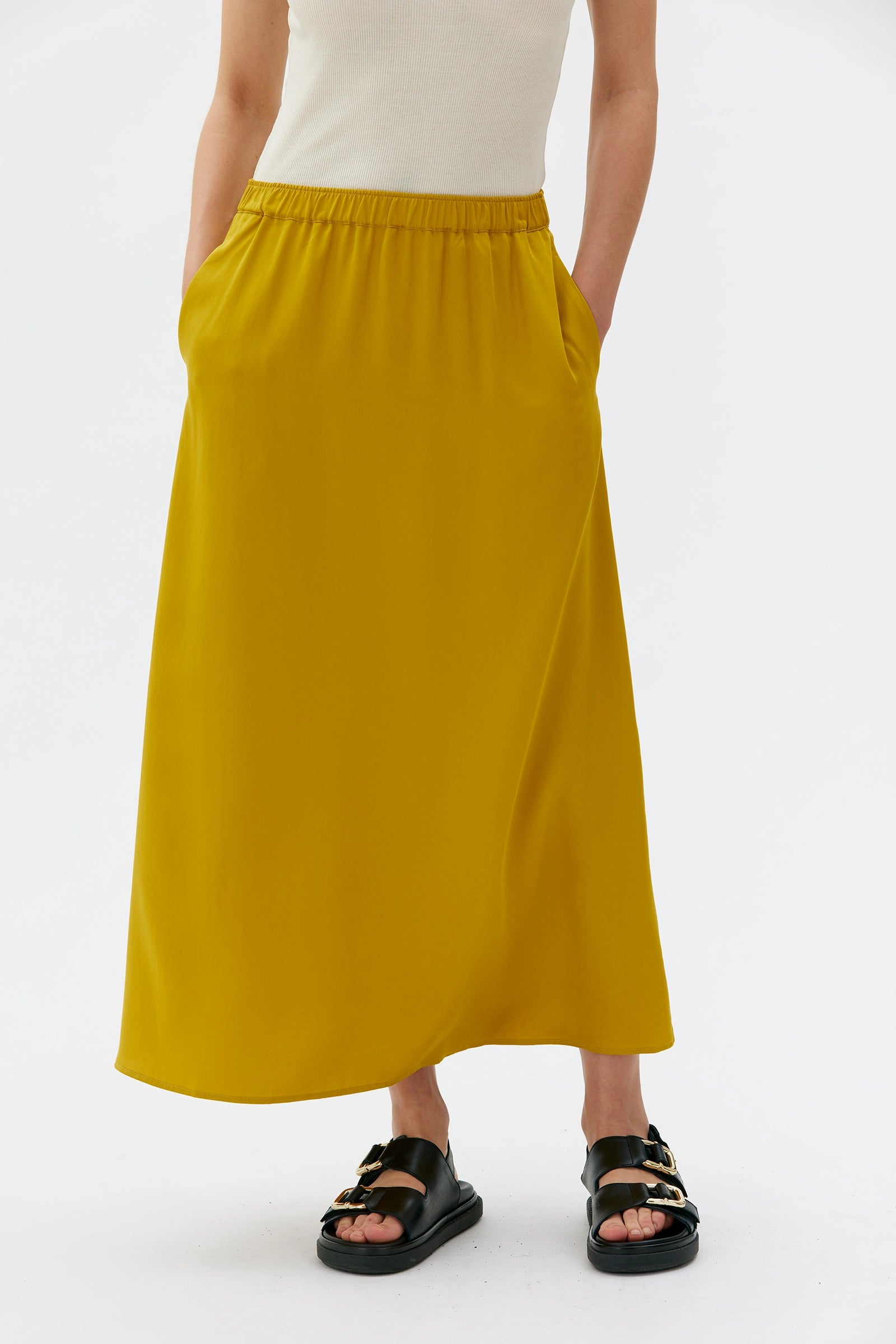 Kaja Satin Tencel Kjol - Harvest Gold