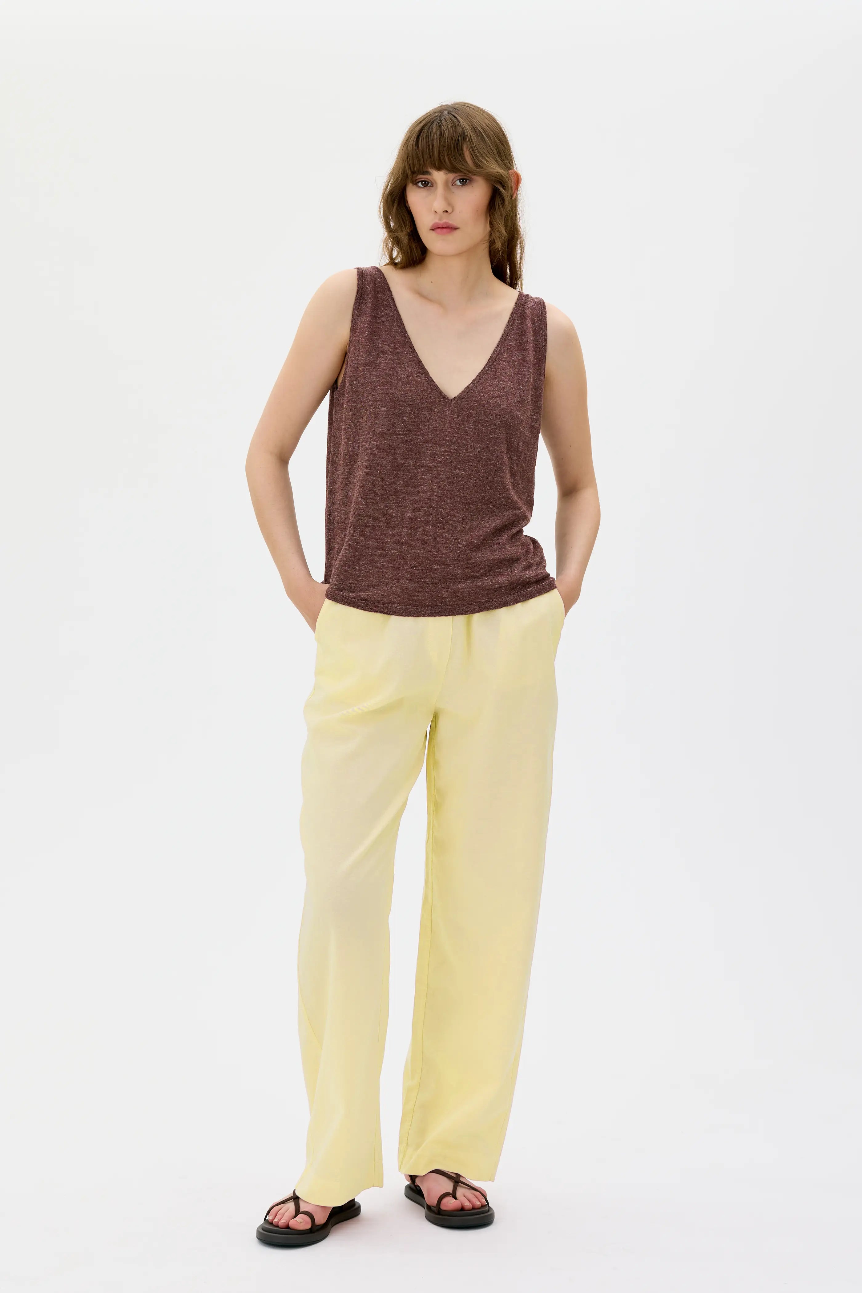 Essi Tencel Organic Cotton Linen Trousers - Sulphur Yellow