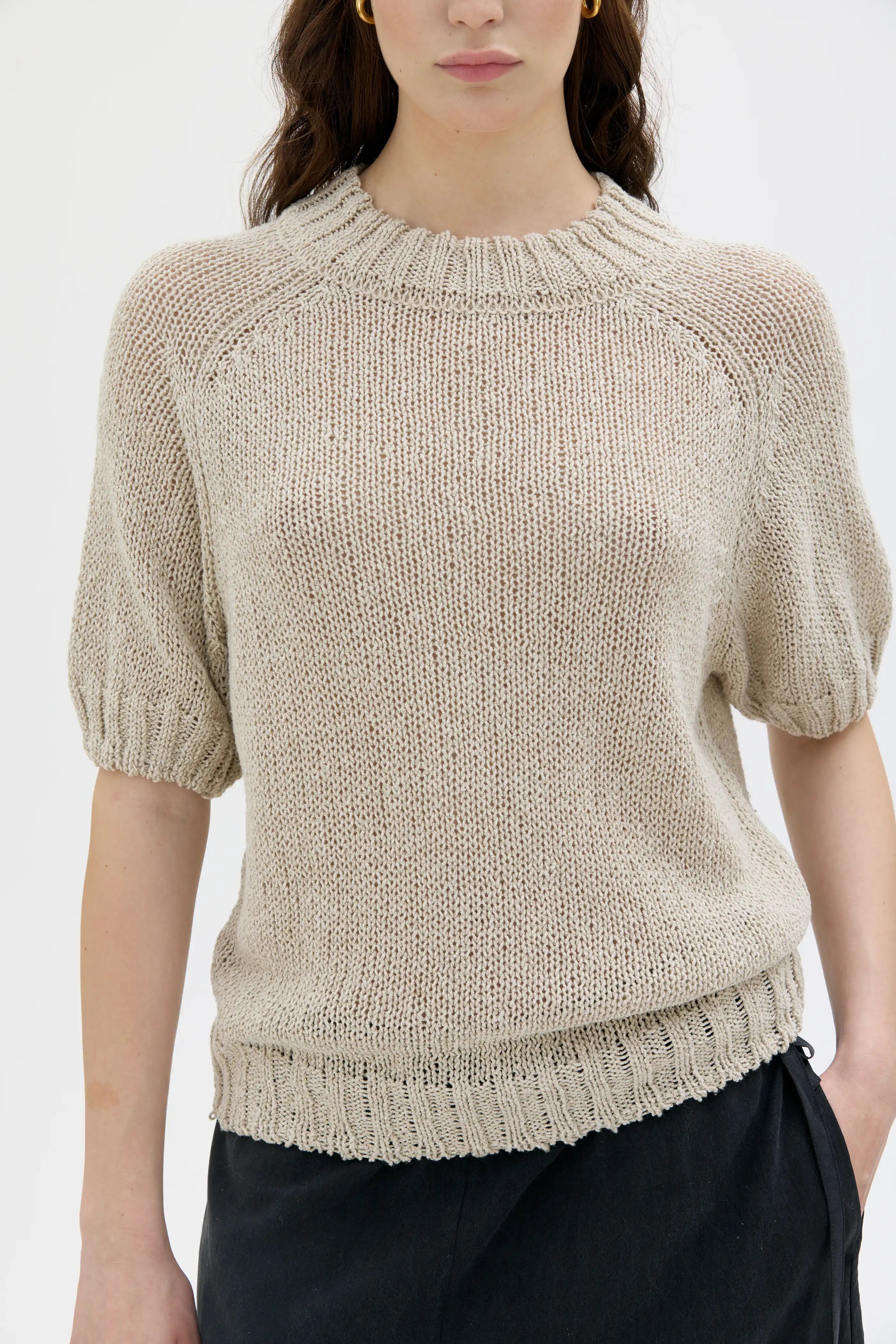 Elena Cotton Linen Wrapped Yarn Sweater - Oat
Elena tröja i bomull och linne med tvinnat garn – havre beige