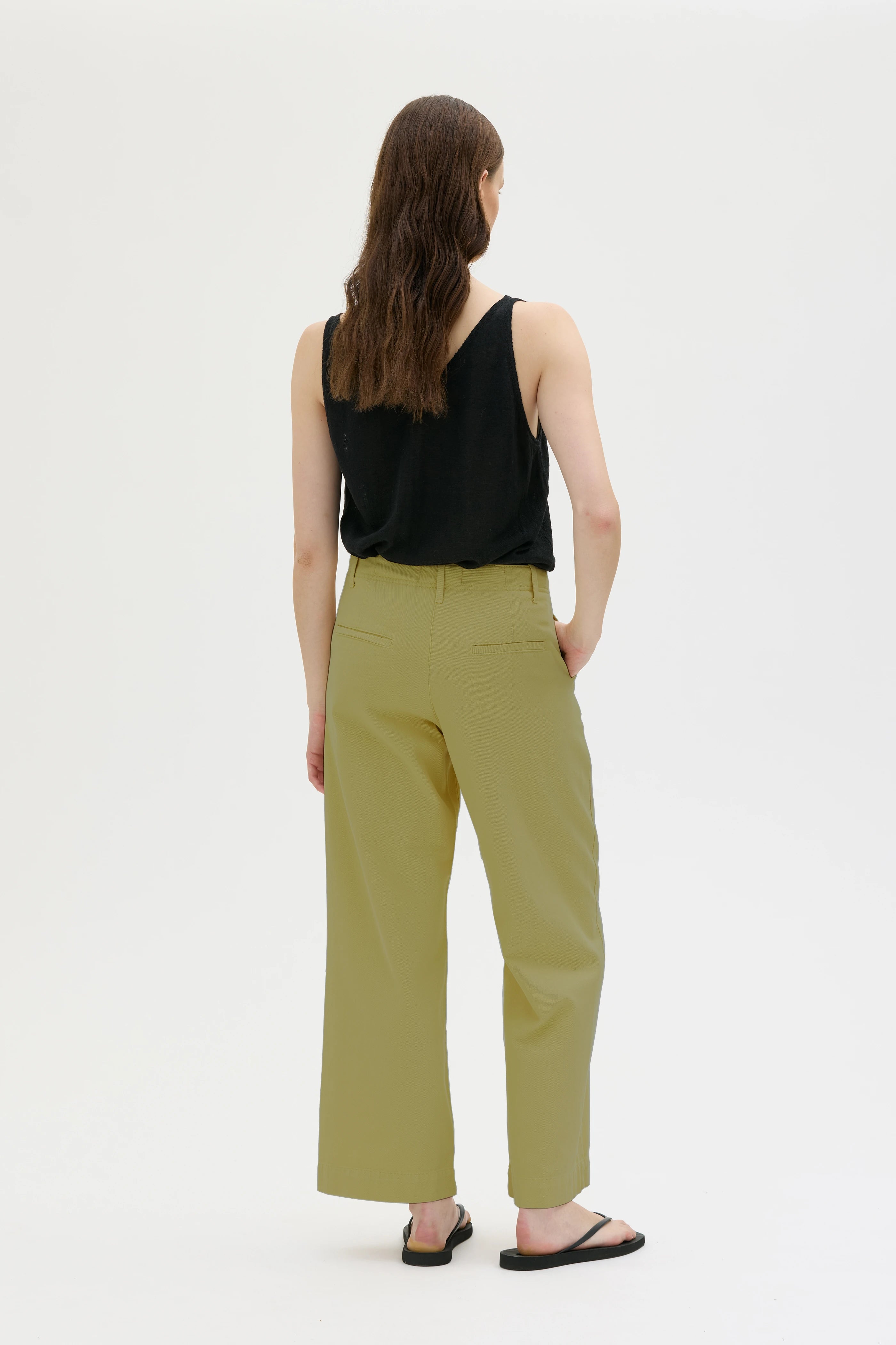 Laila Recyled Cotton Trousers – Anis Green