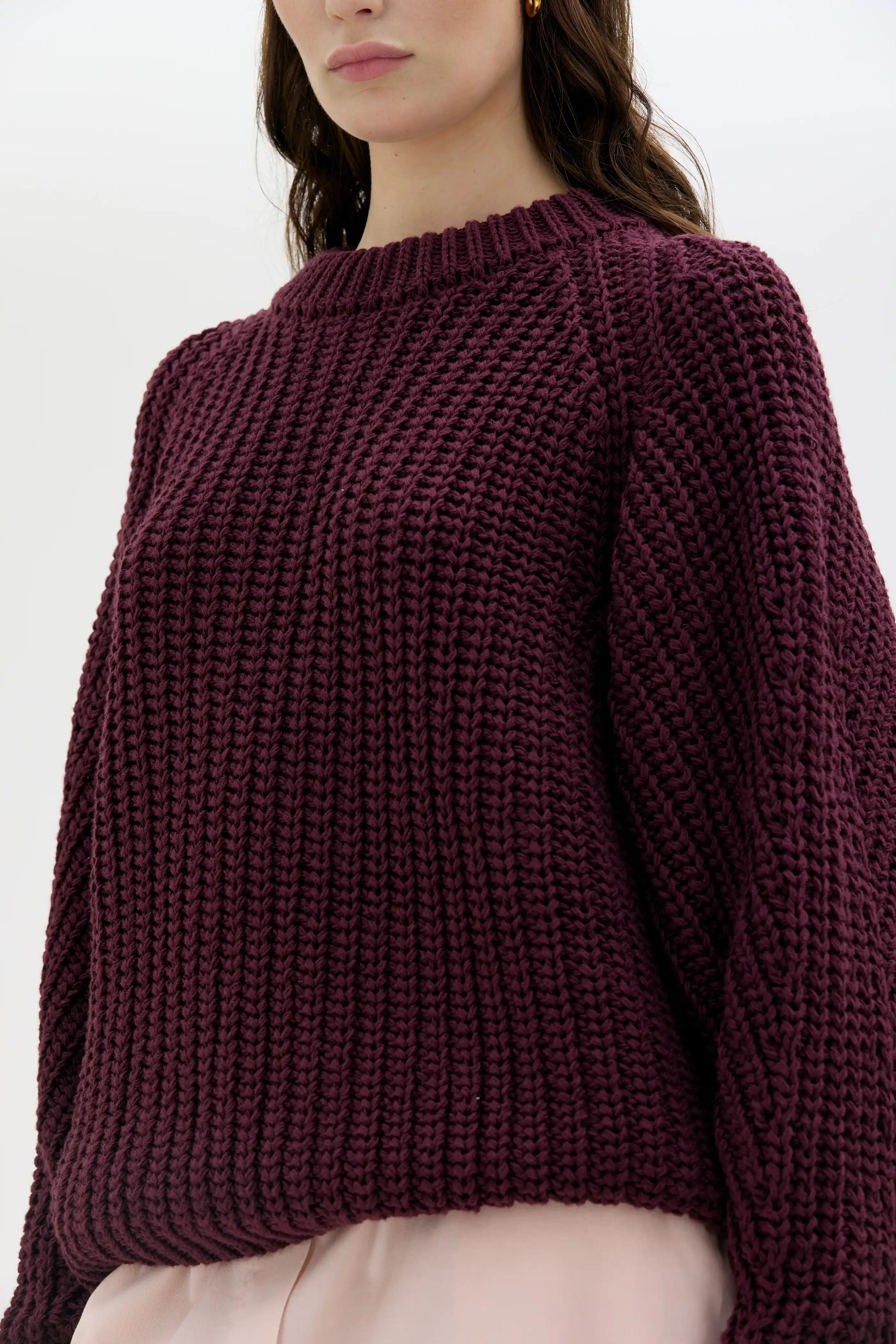 Lark Chunky Organic Cotton Sweater – Bordeaux
Lark Chunky Tröja i Ekologisk Bomull – Bordeaux