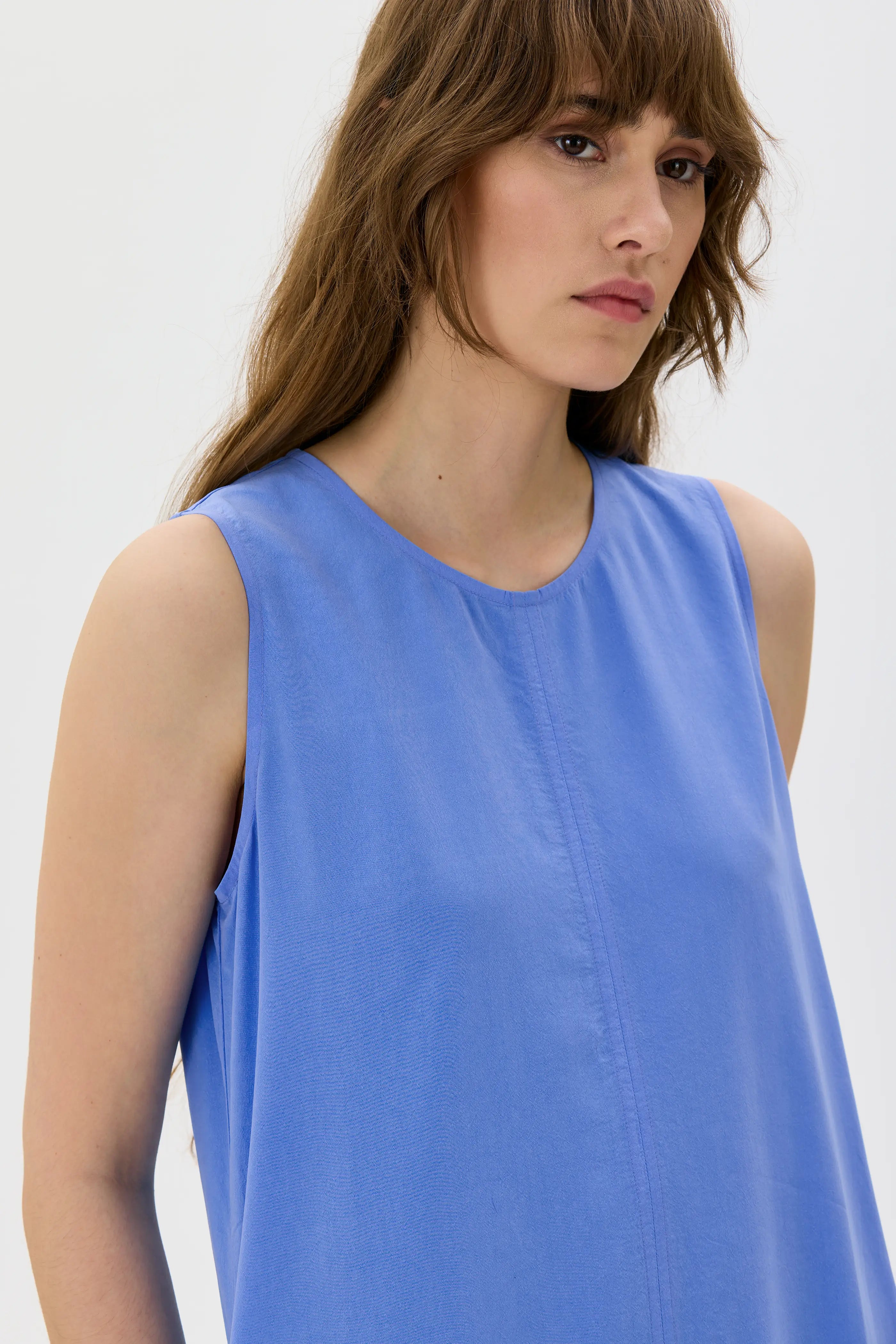 Volta Lång Tencel Klänning - Flax Blue