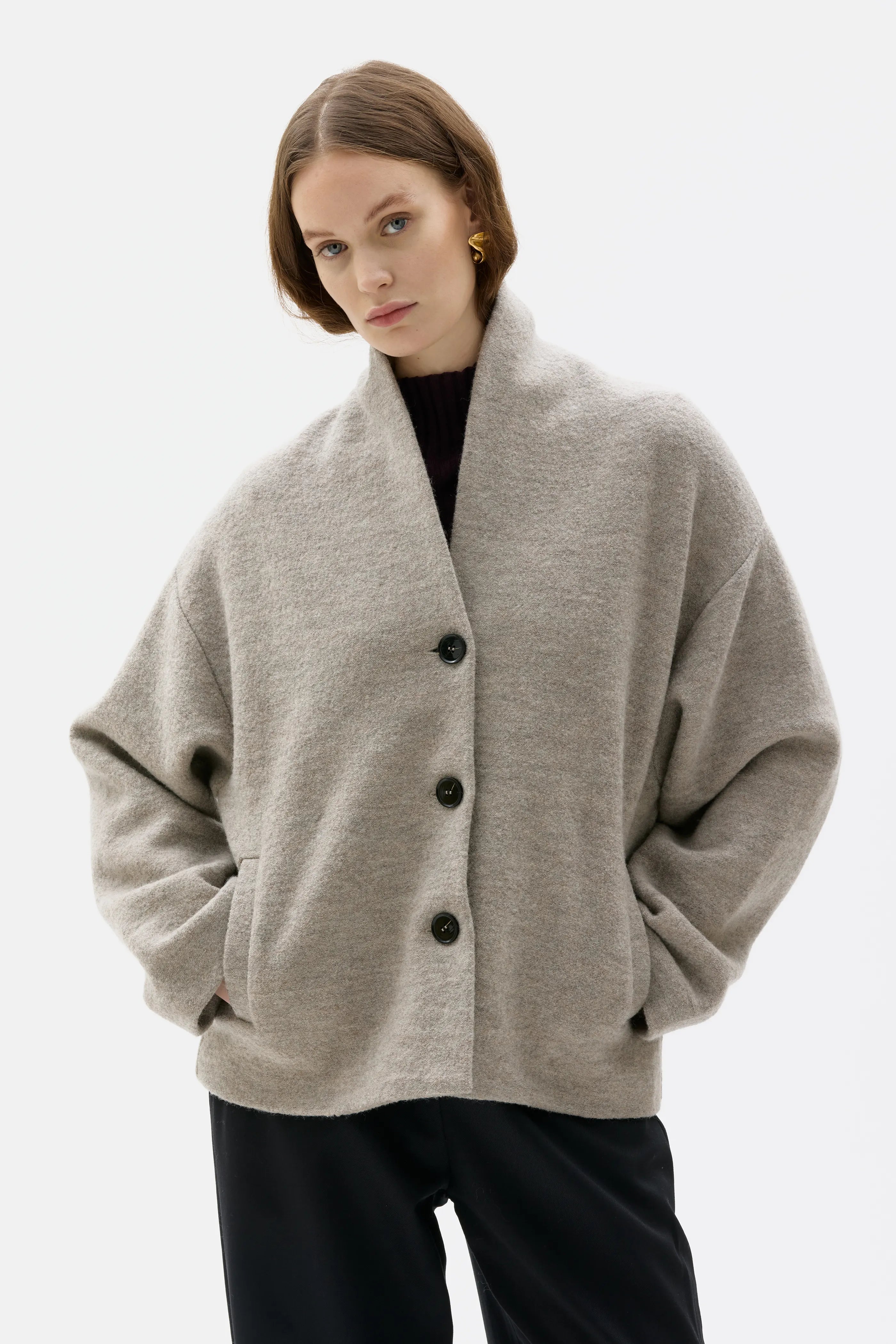 Hale Boiled Wool Jacket – Taupe
