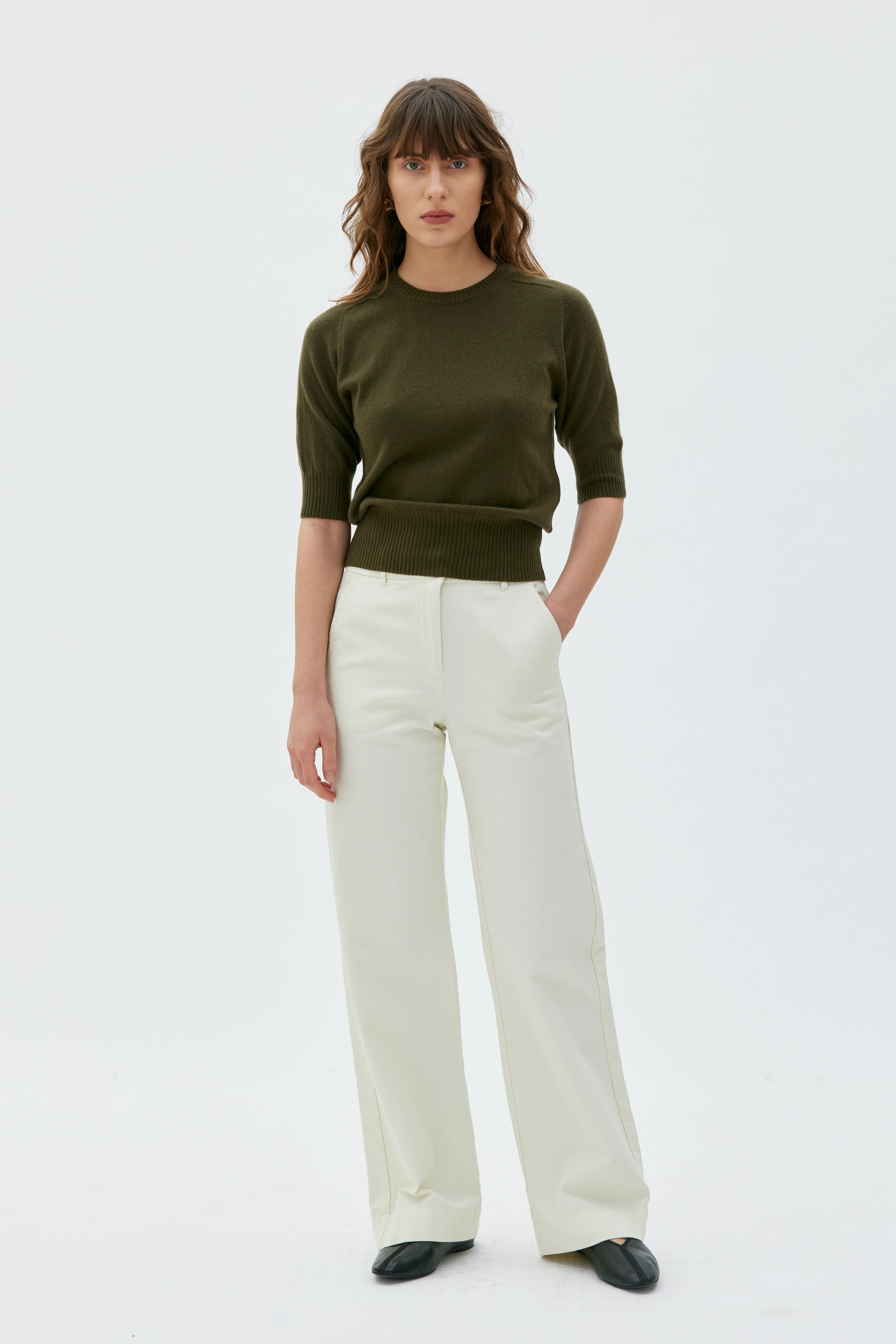 Ada Cashmere T-shirt - Dark Duffle Green