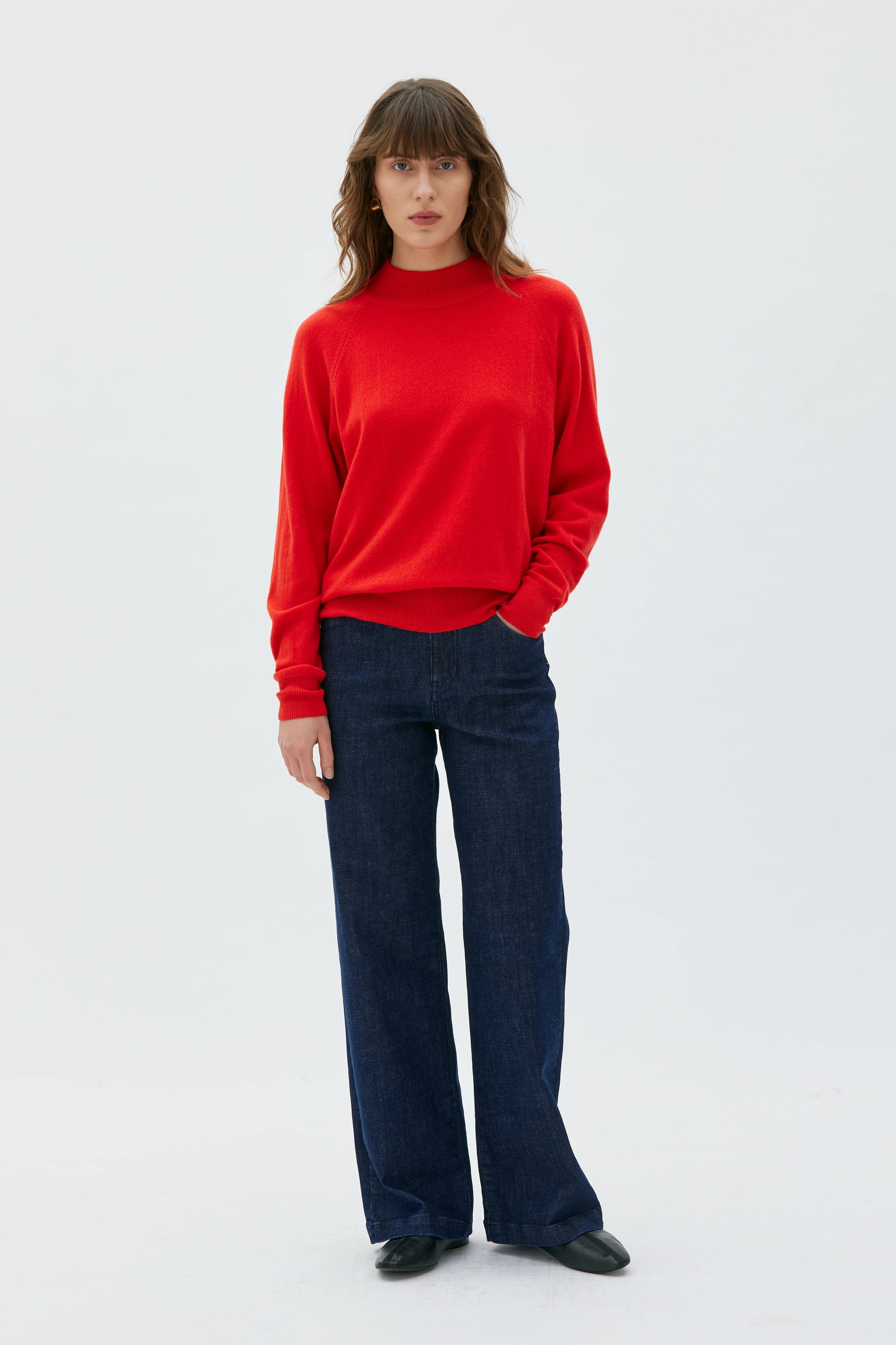 Adila Raglan Cashmere Sweater - Poppy Red