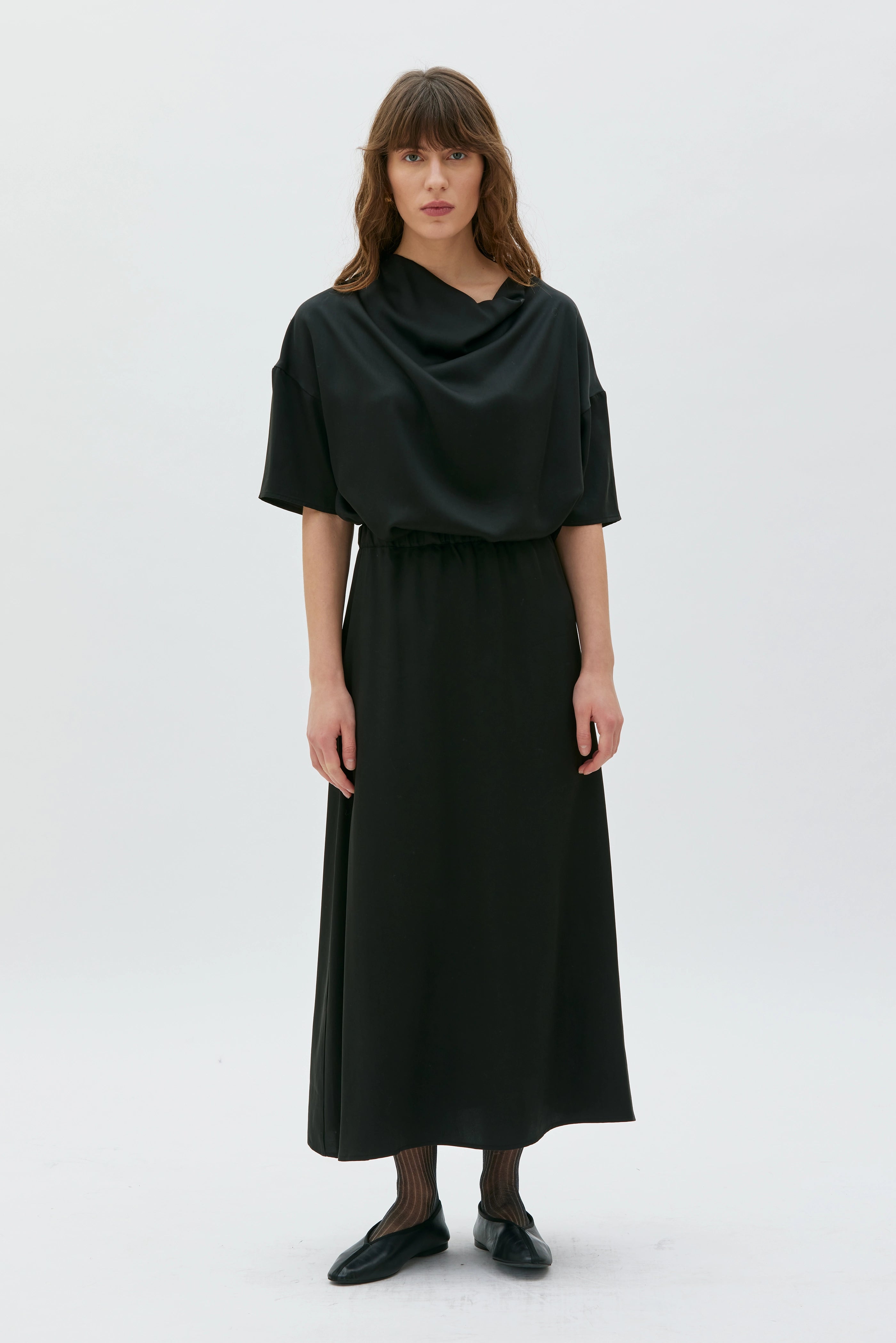 Venla Kjol I Satin Tencel - Black