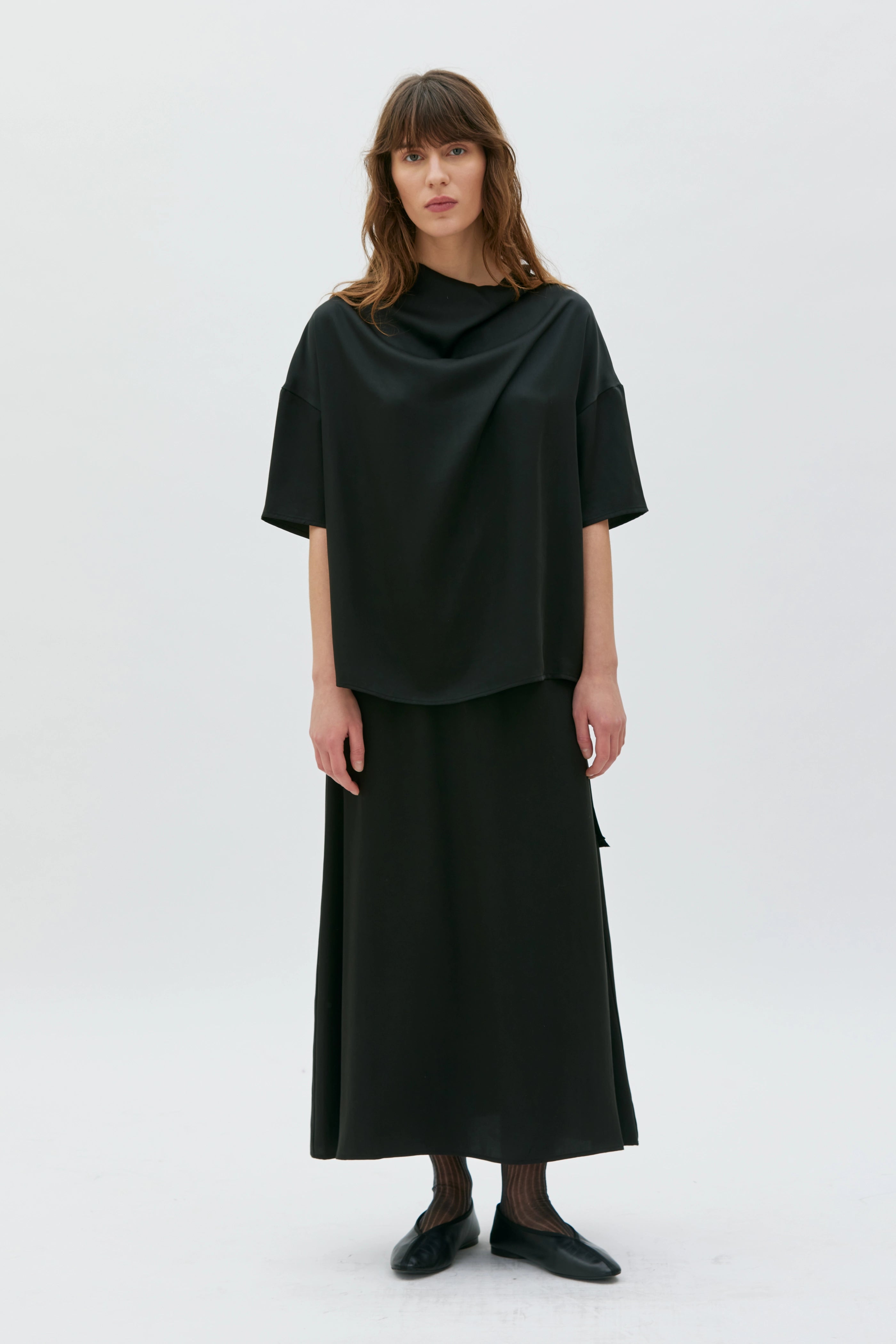 Amita Topp I Satin Tencel - Black