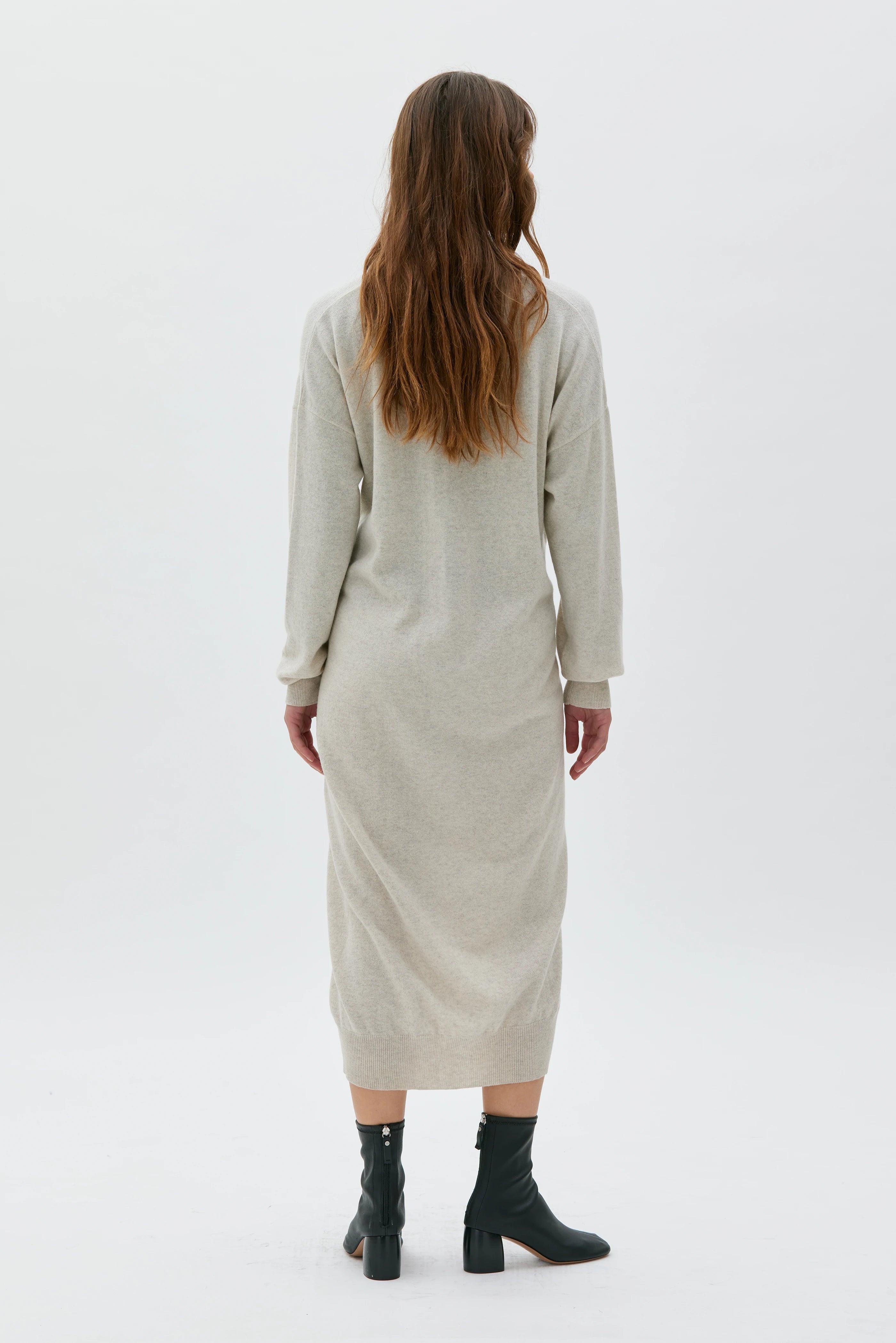 Anora Long Cardigan Dress - Sand Melange