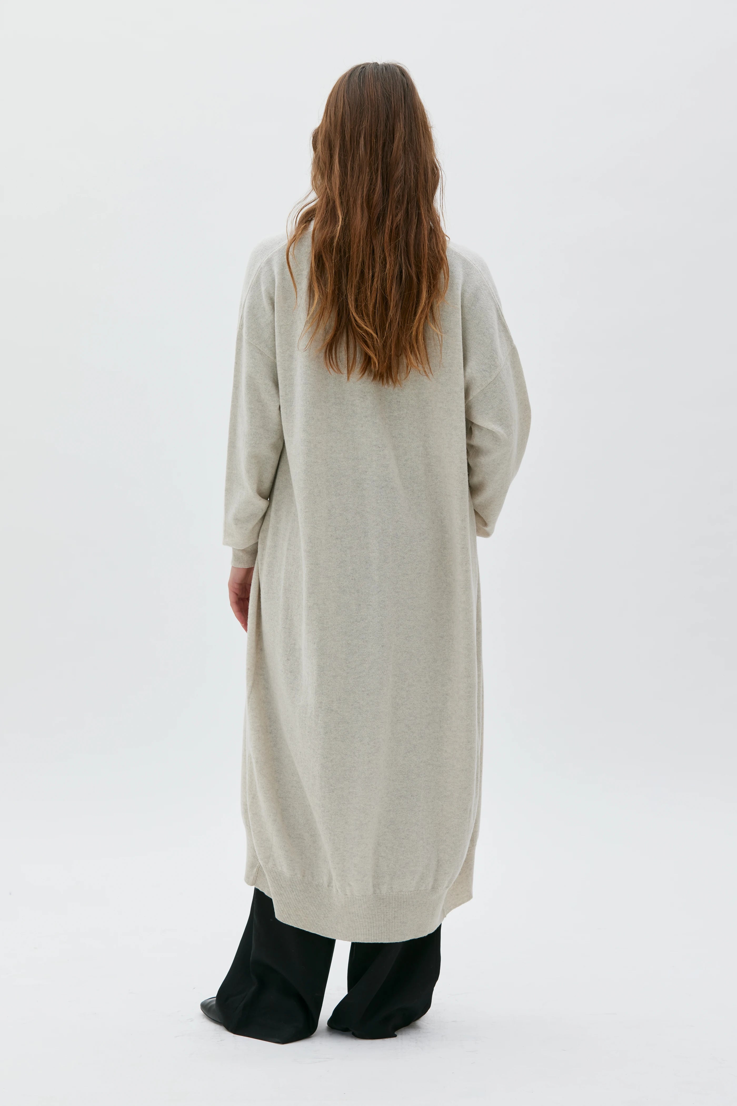 Anora Long Cardigan Dress - Sand Melange