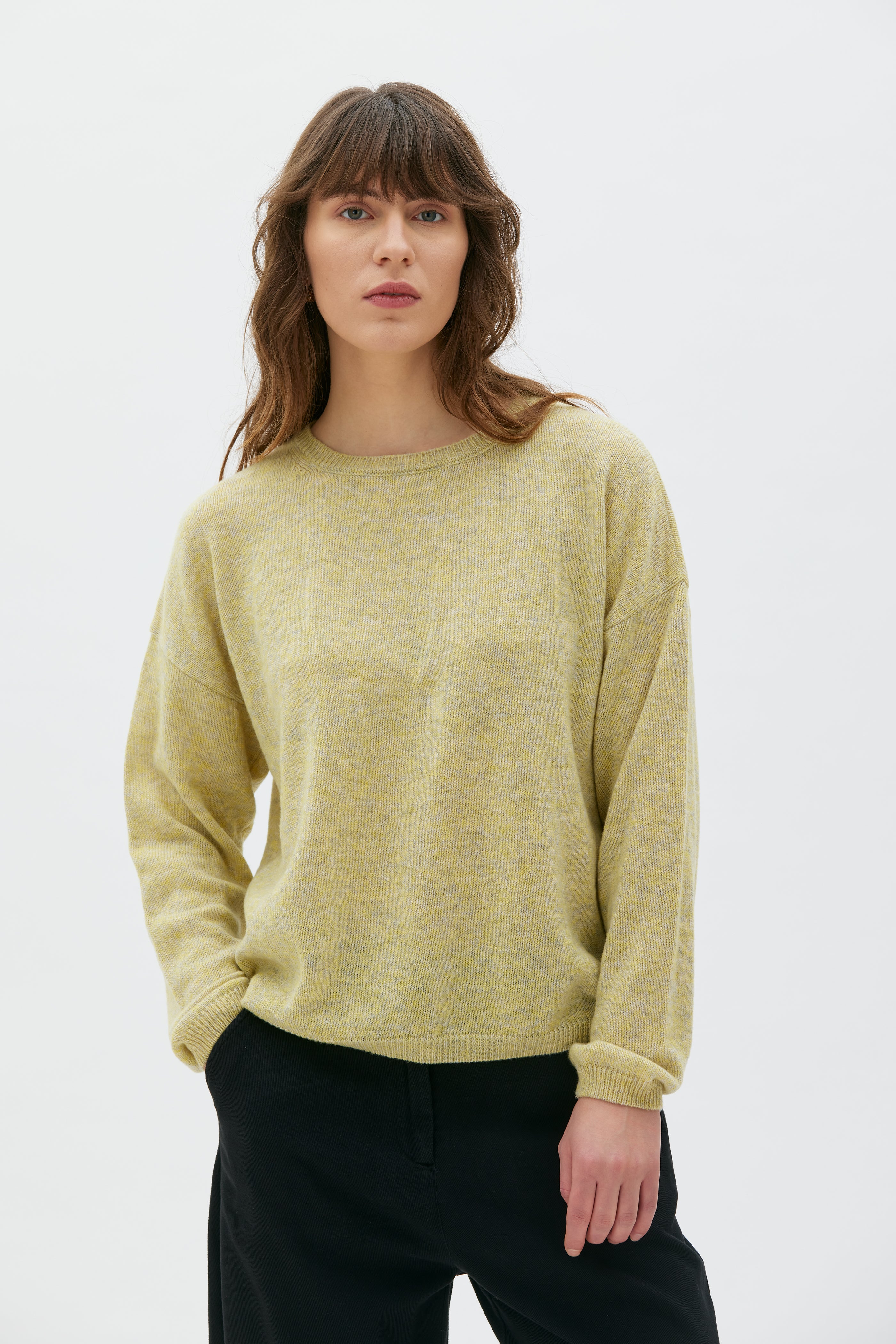 Bera Superfine Wool Sweater - Yellow Mouliné