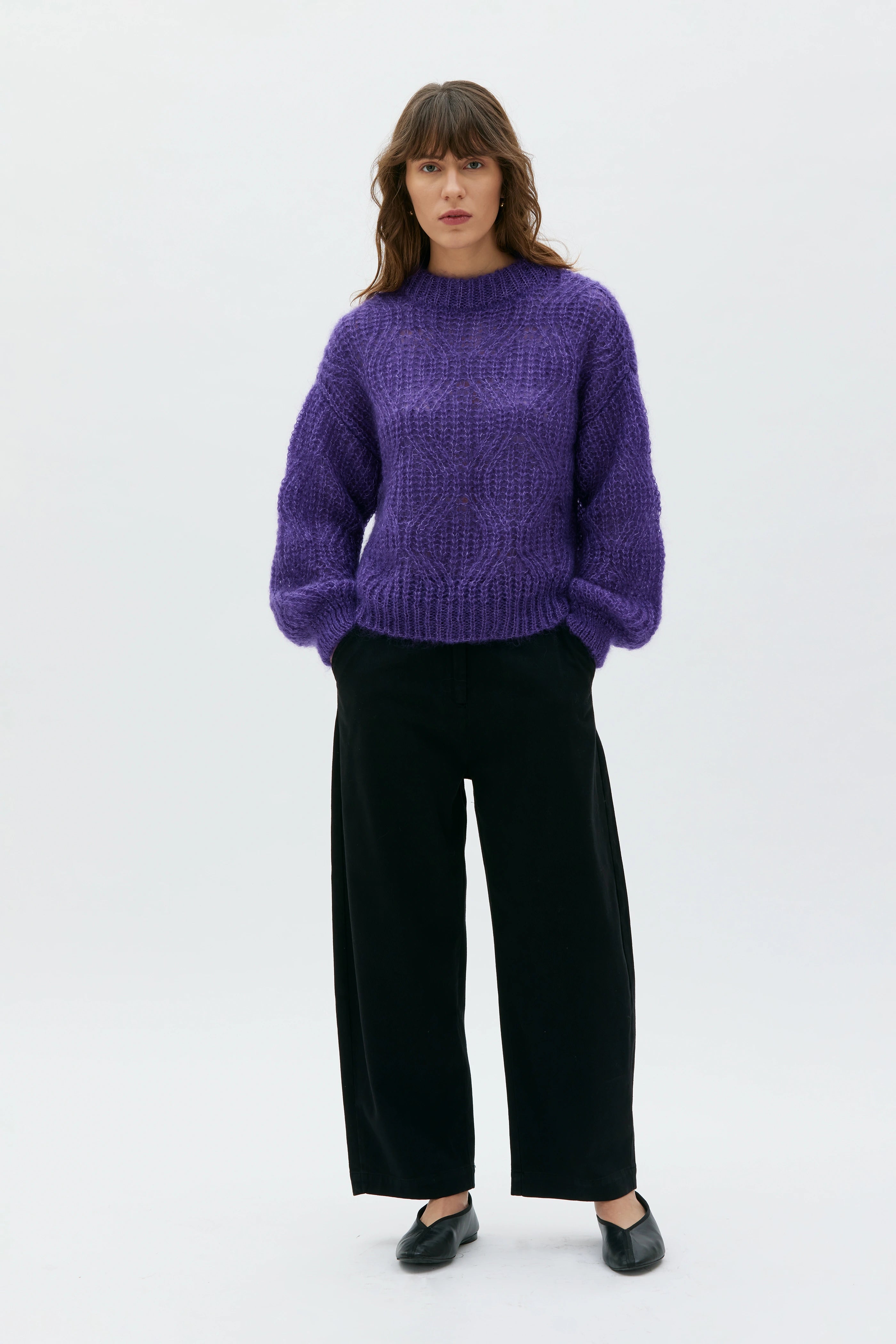 Dove Spetsstickad Tröja I Mohair Och Silke - Lupin Lilac