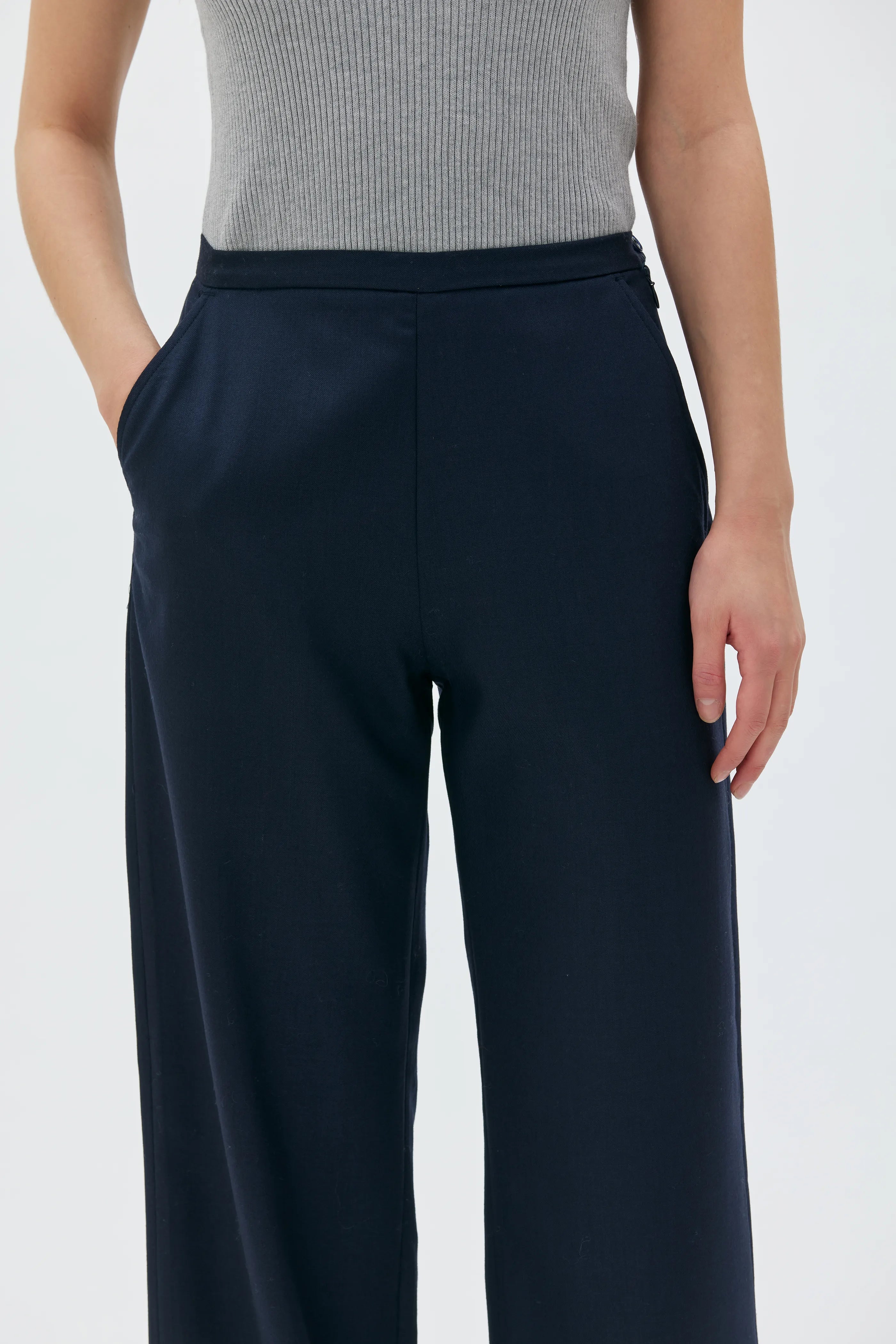 Esha Rak Byxa I Ull - Dark Blue