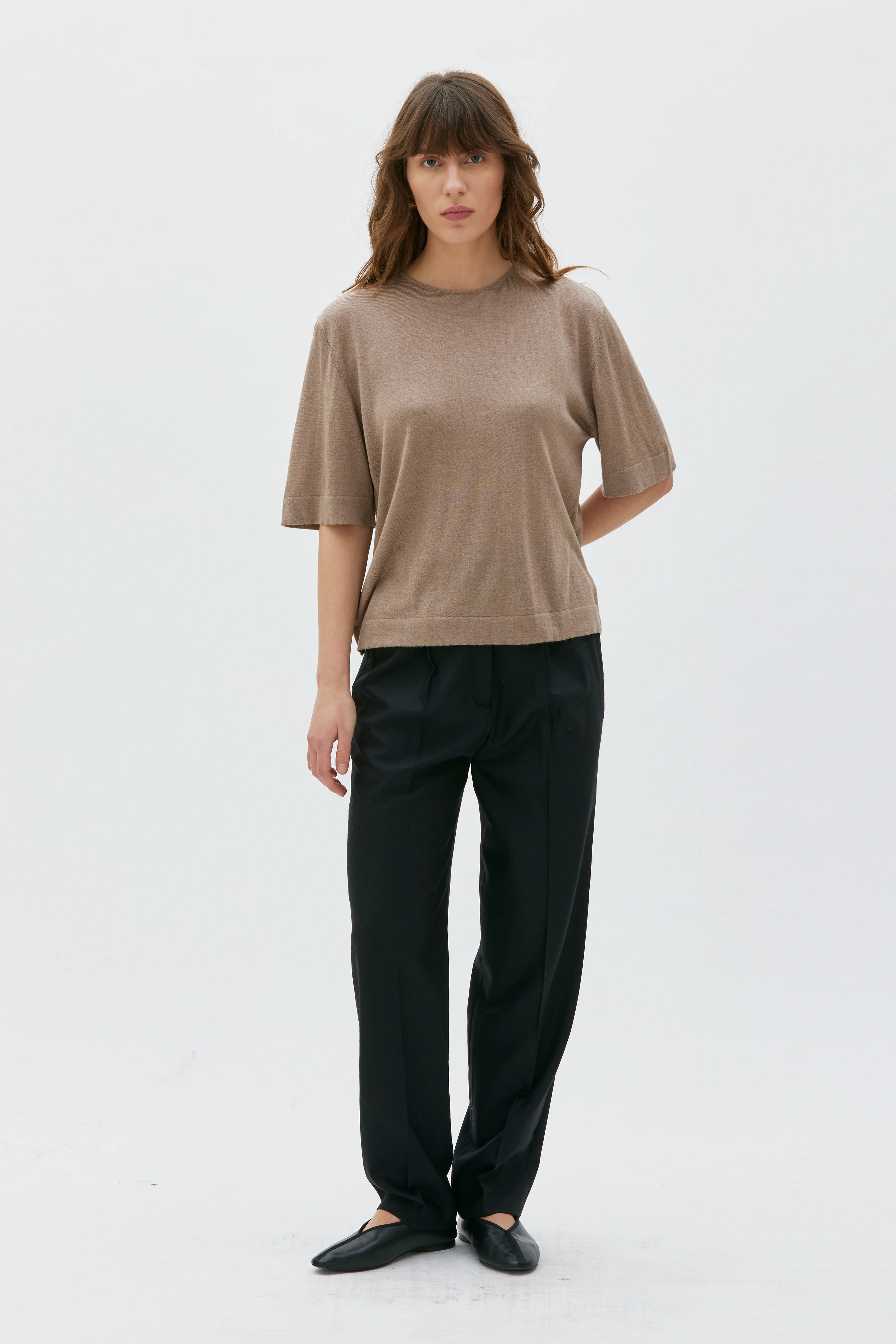 Helli Cashmere Silk T-shirt - Taupe