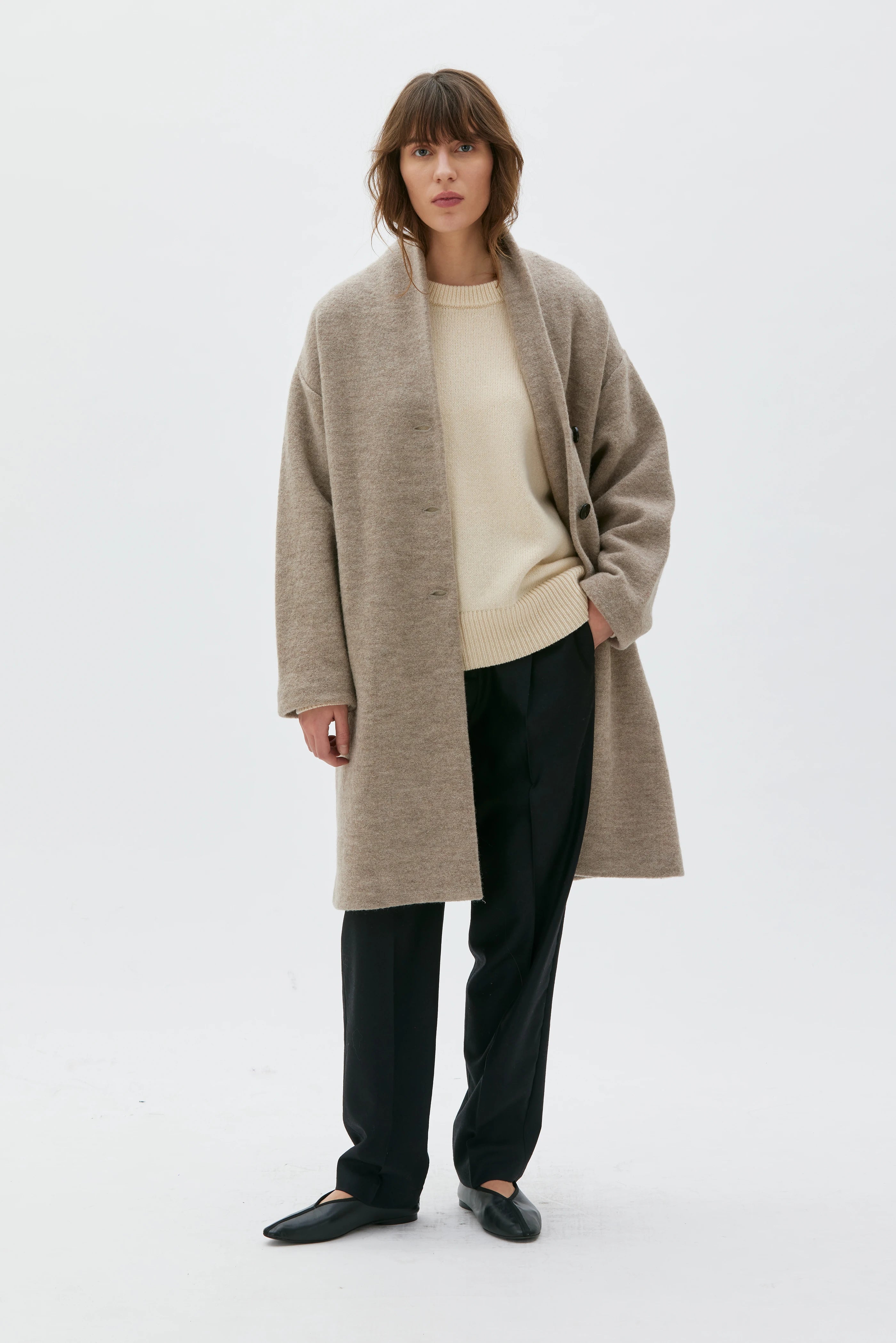 Hope Boiled Wool Coat - Taupe