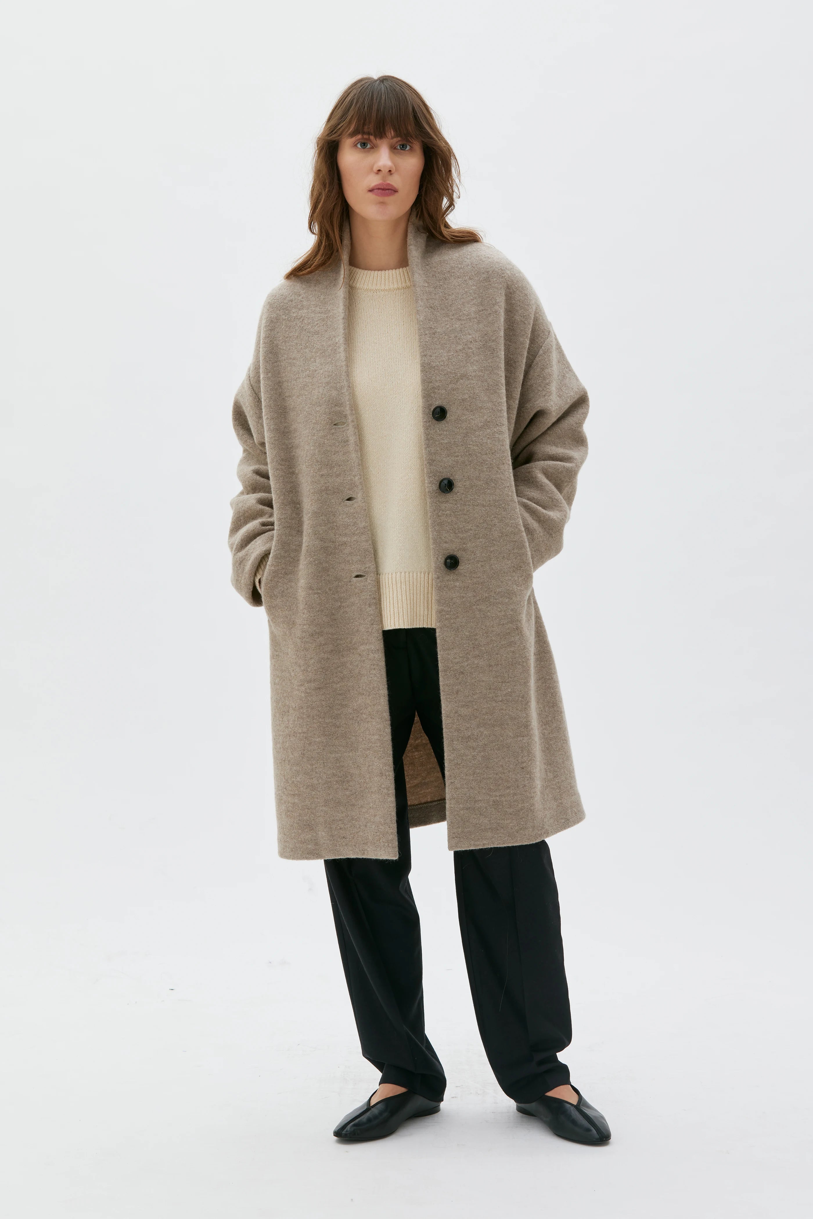 Hope Boiled Wool Coat - Taupe