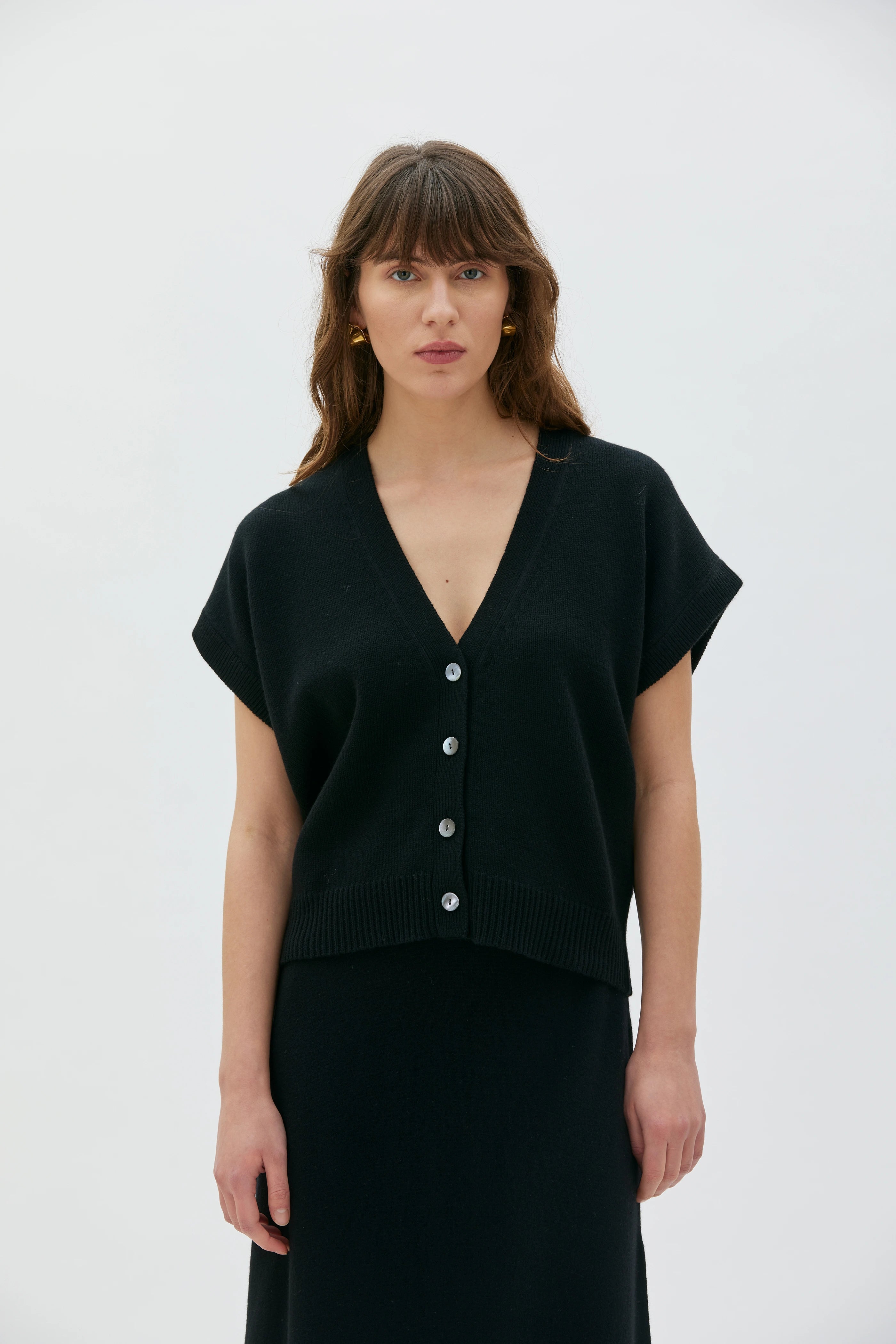 Naima Cashmere Vest - Black