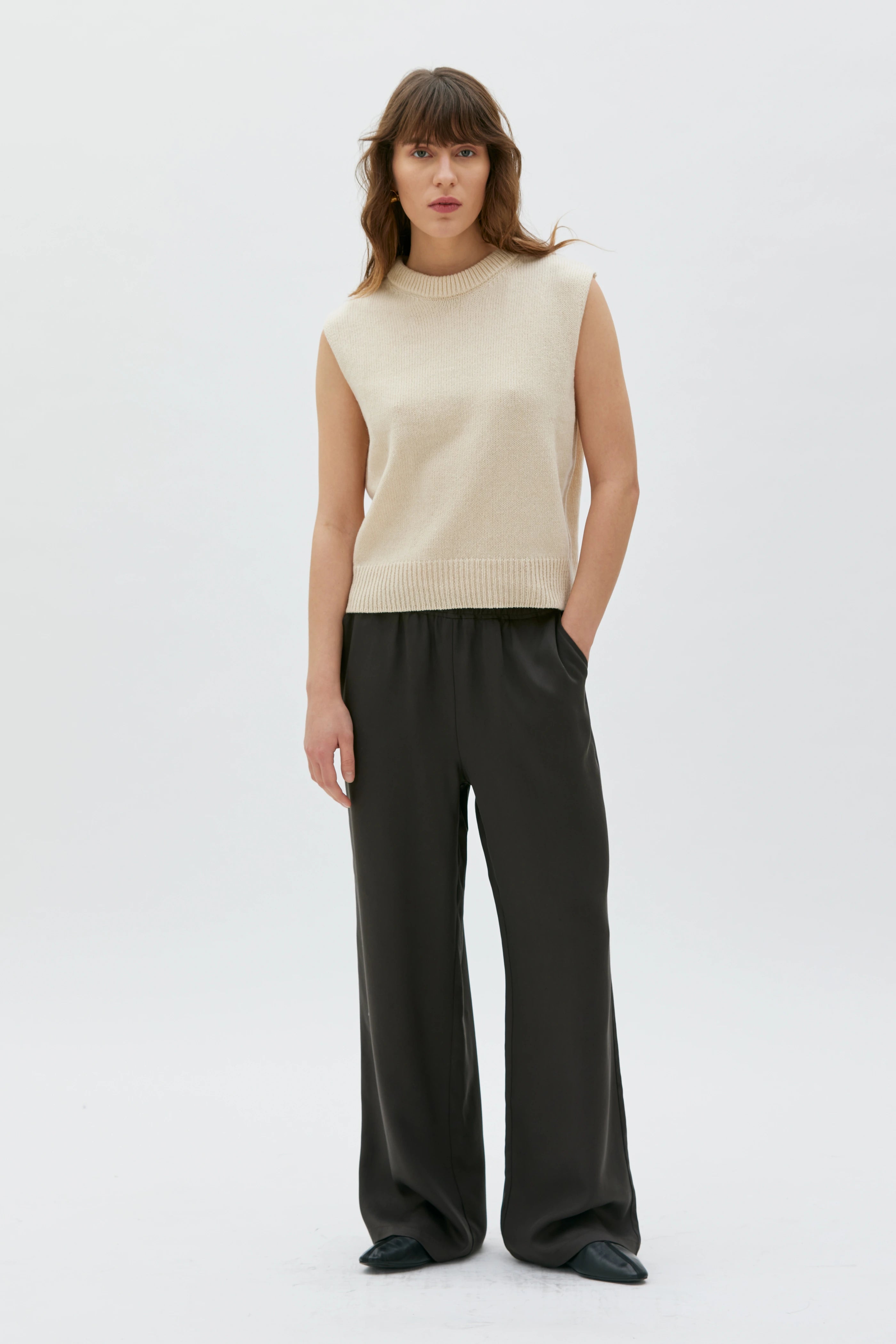 Nera Wool Cashmere Vest - Cream White