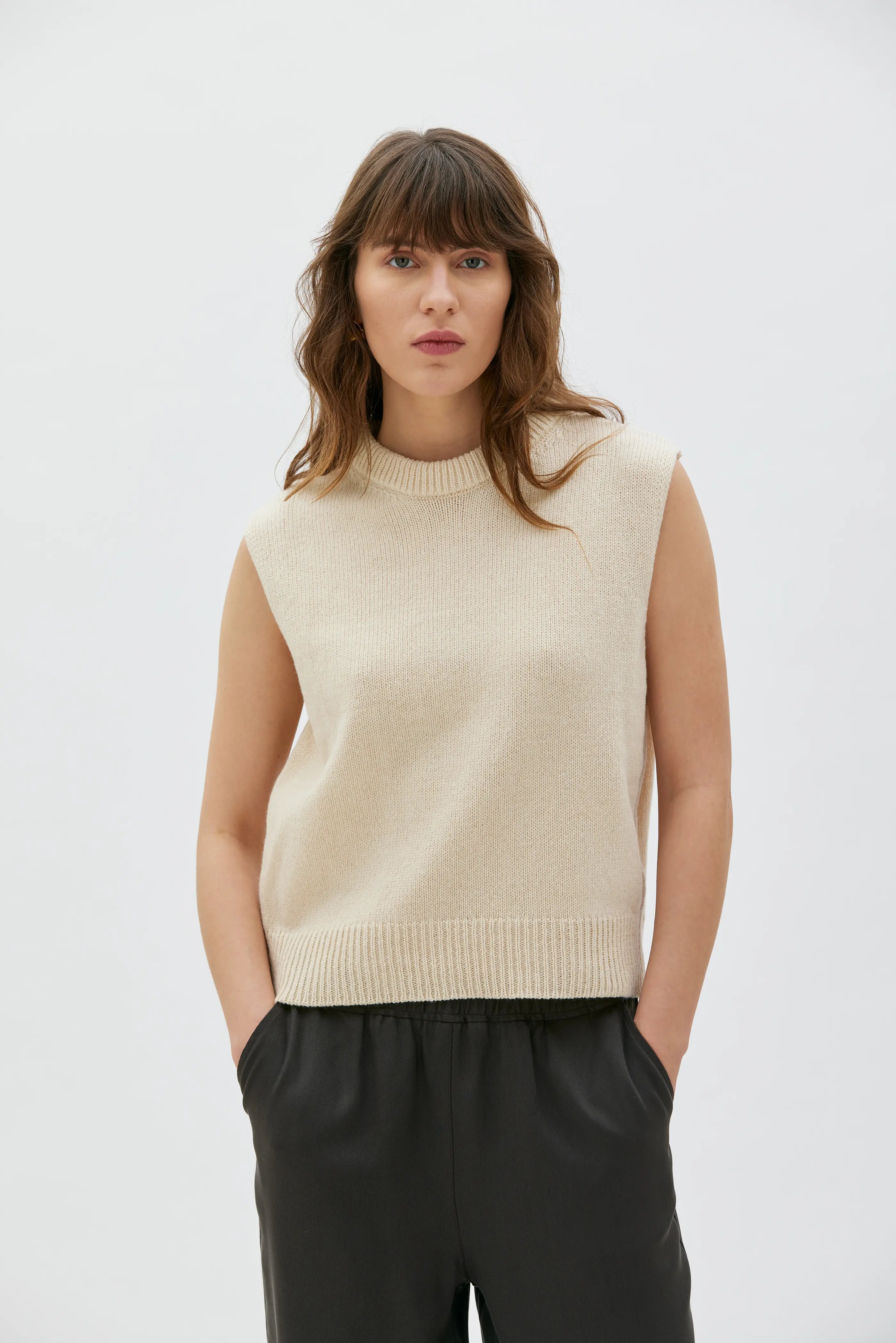 Nera Wool Cashmere Vest - Cream White