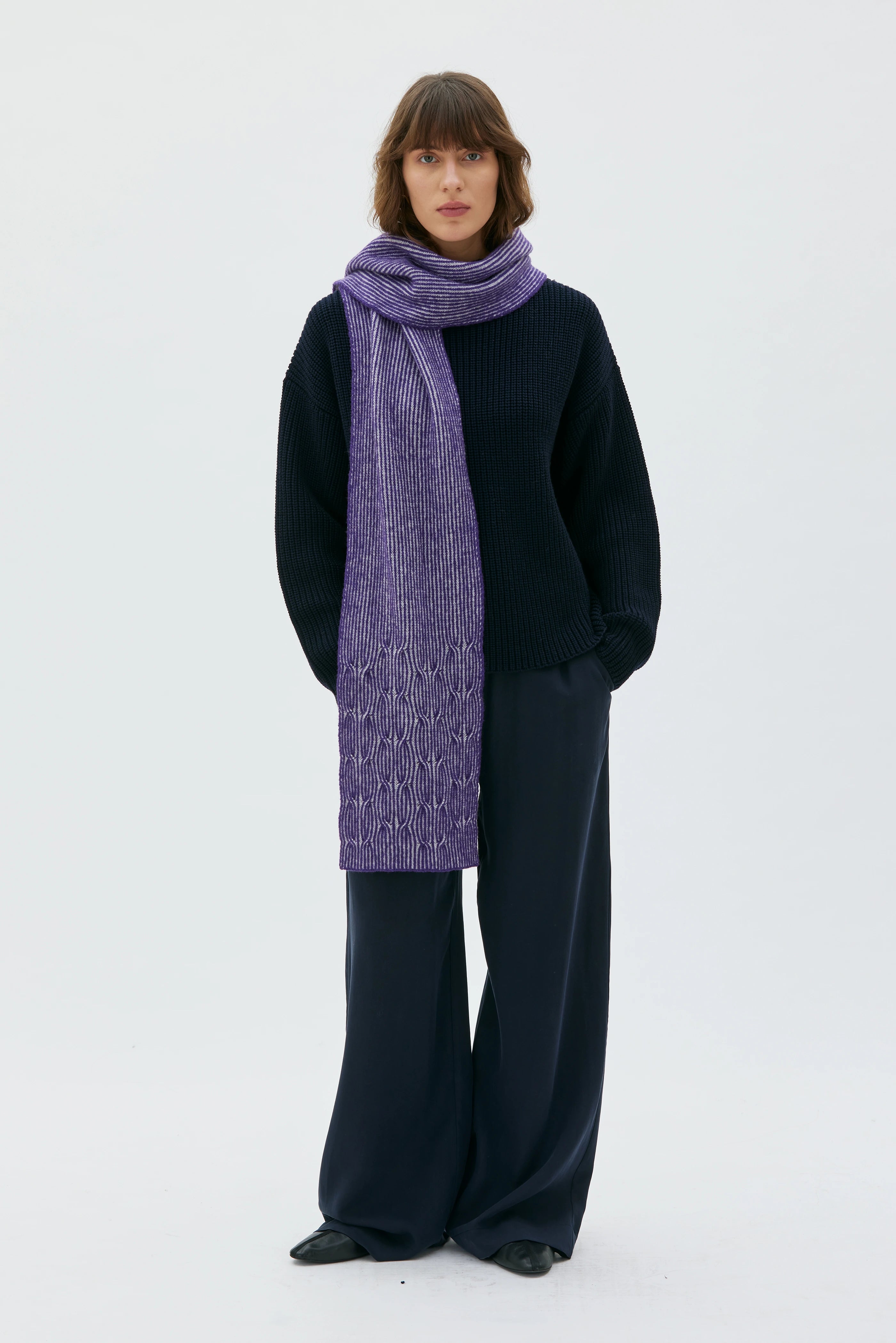 Tibo Lambswool Scarf - Lilac Bicolour
