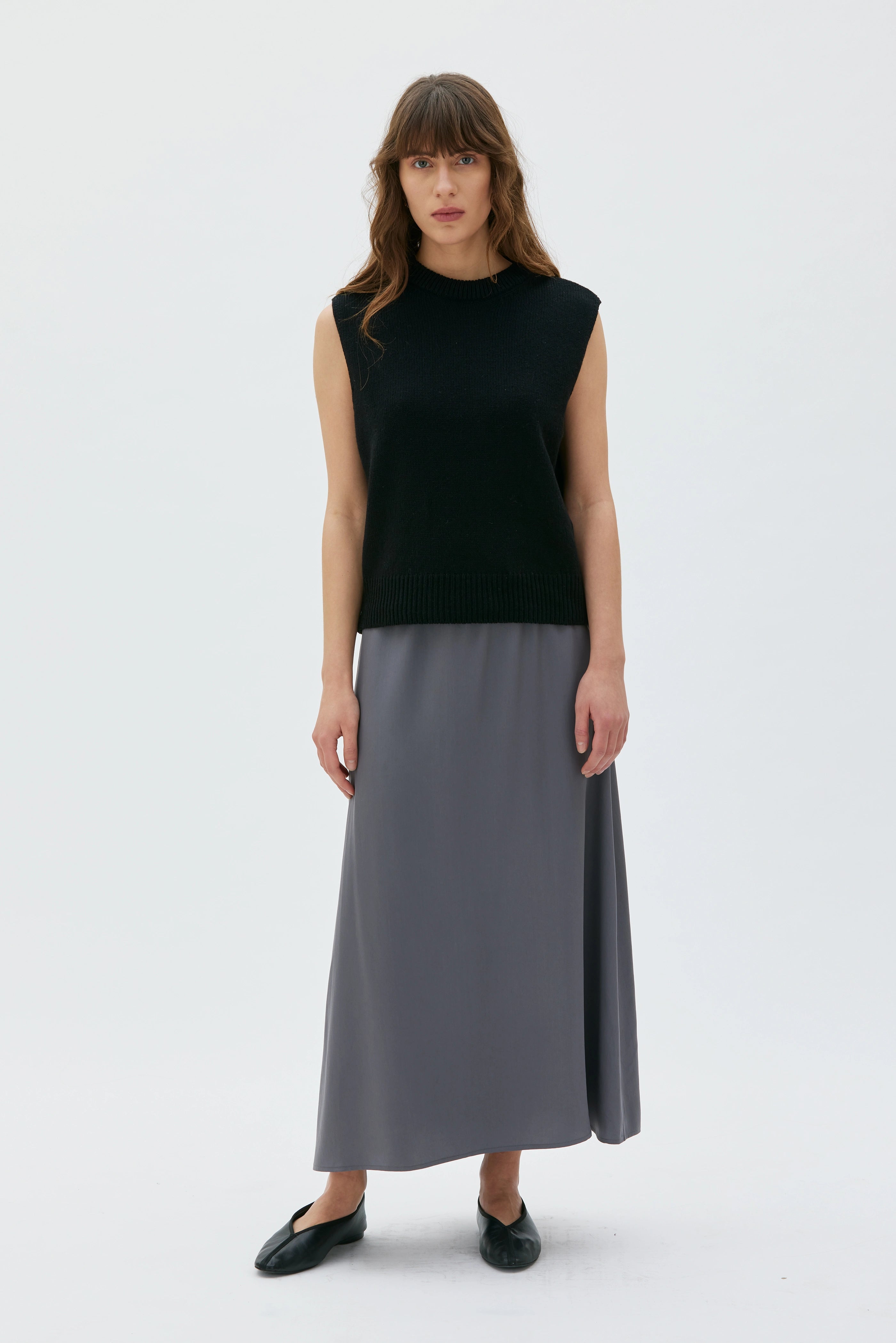 Venla Kjol I Satin Tencel - Grey Slate
