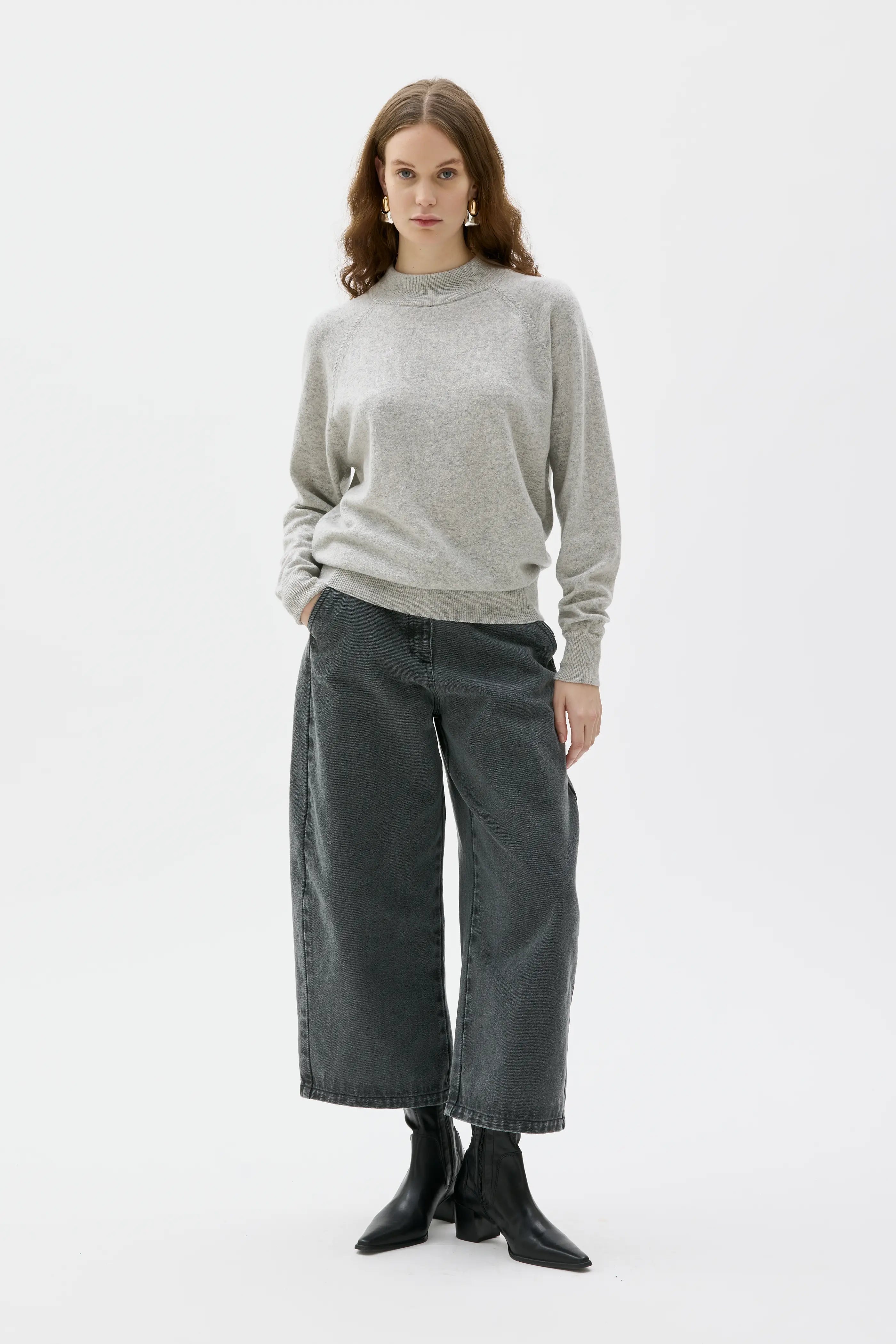 Adila Raglan Cashmere Sweater - Grey