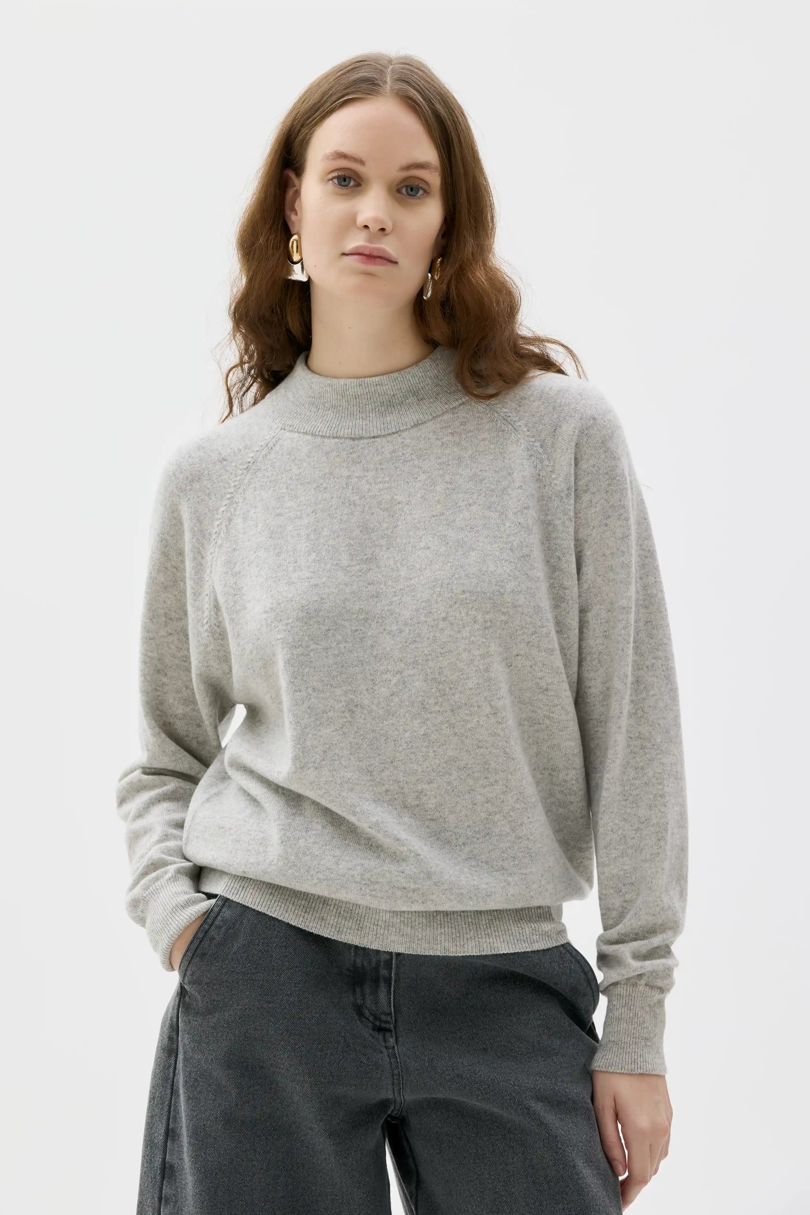 Adila Raglan Cashmere Sweater - Grey
