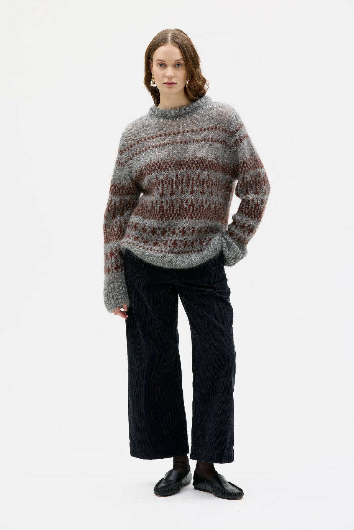 Ann Mohair Silk Pattern Sweater - Roasted Almond