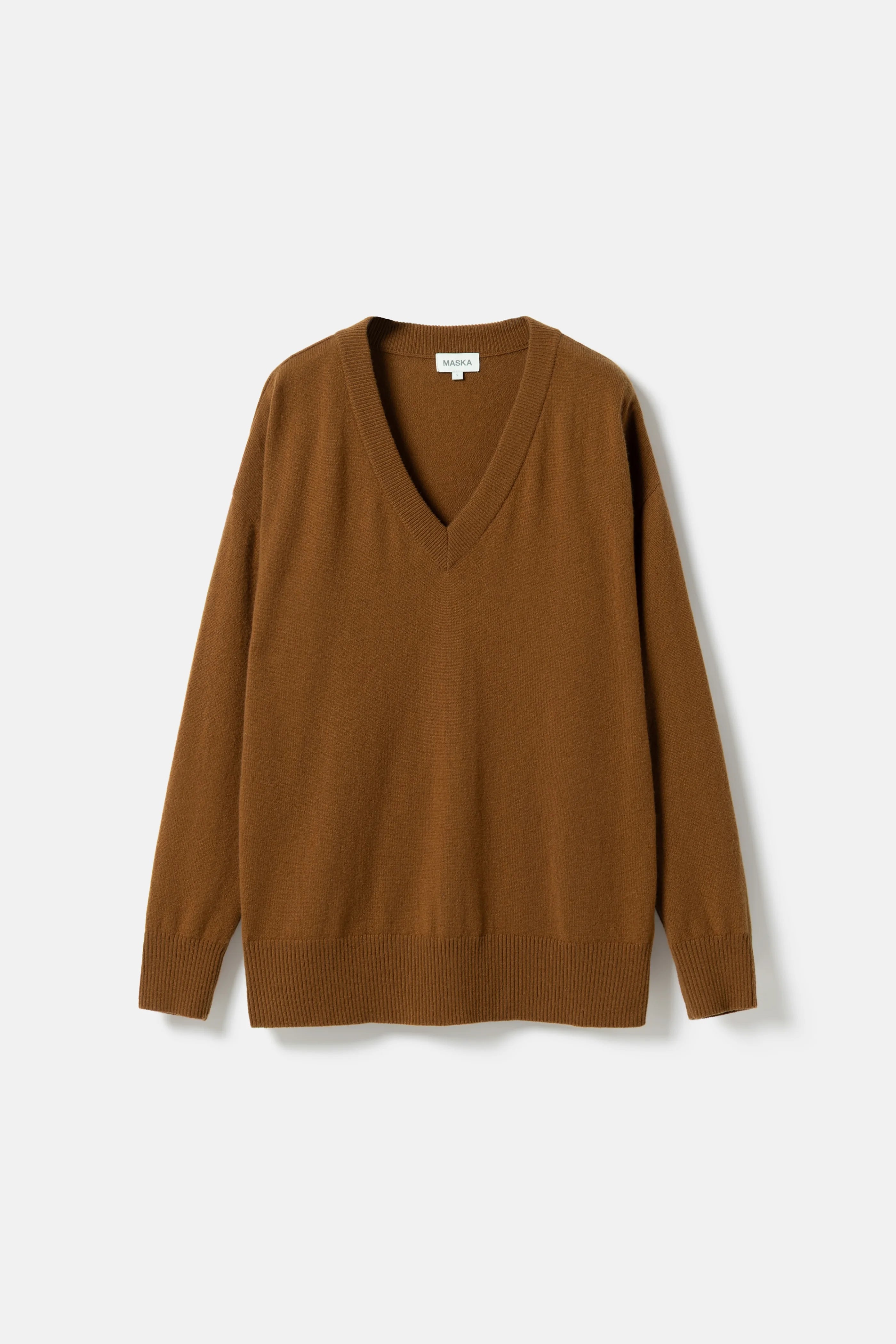 Boe V-Neck Long Cashmere Sweater - Roasted Almond