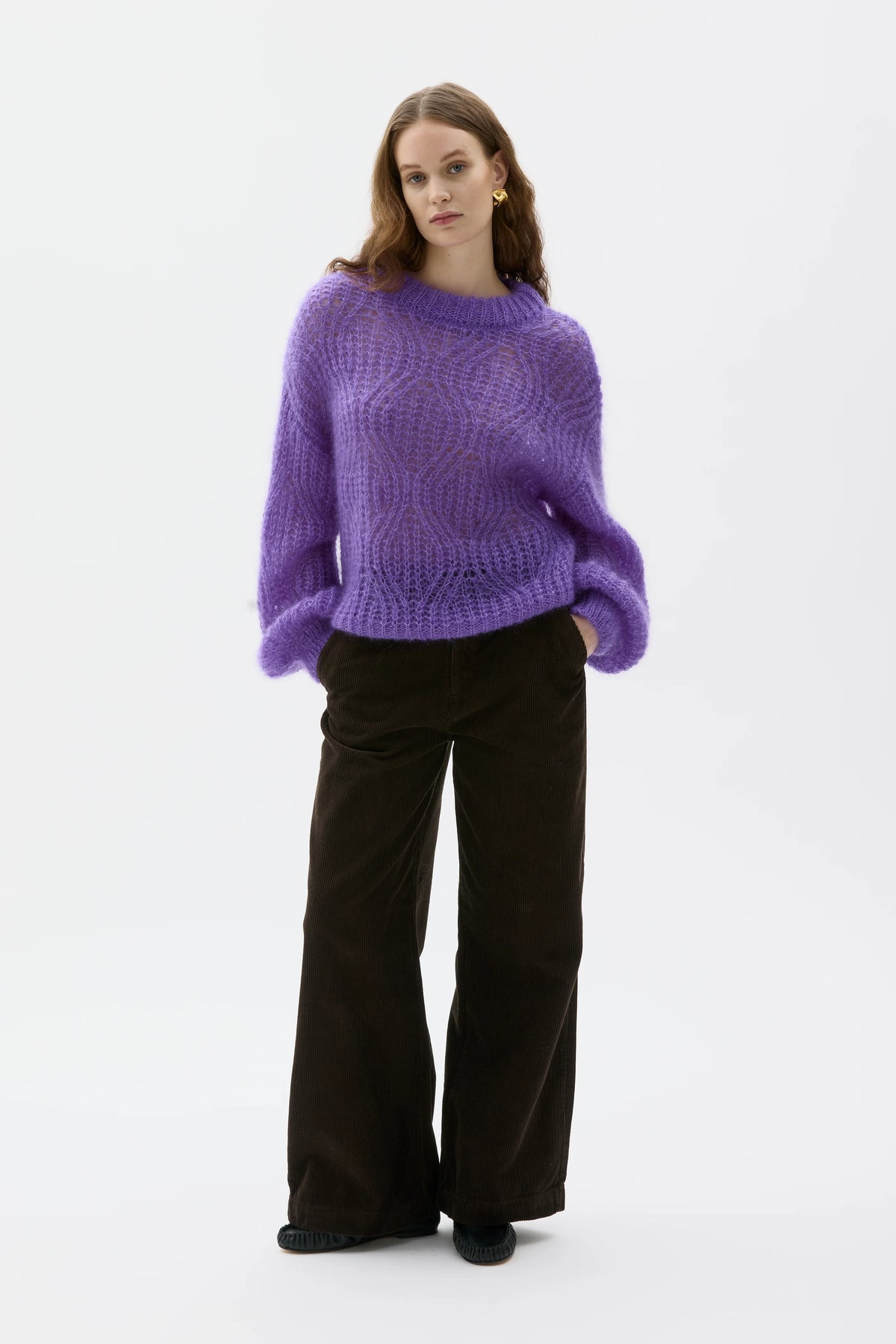 Dove Spetsstickad Tröja I Mohair Och Silke - Lilac