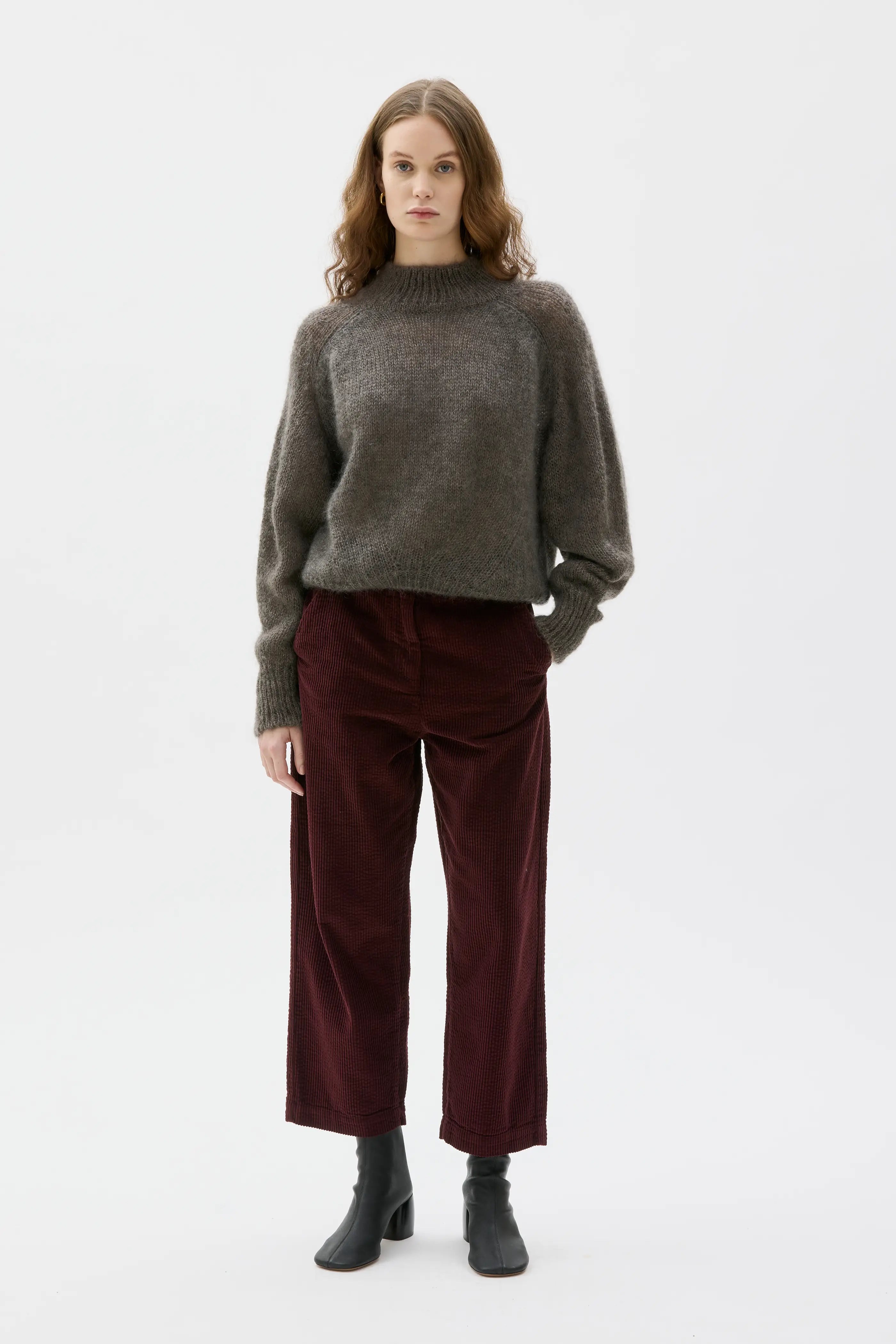 Sola Organic Corduroy Curved Trousers - 12 Grape