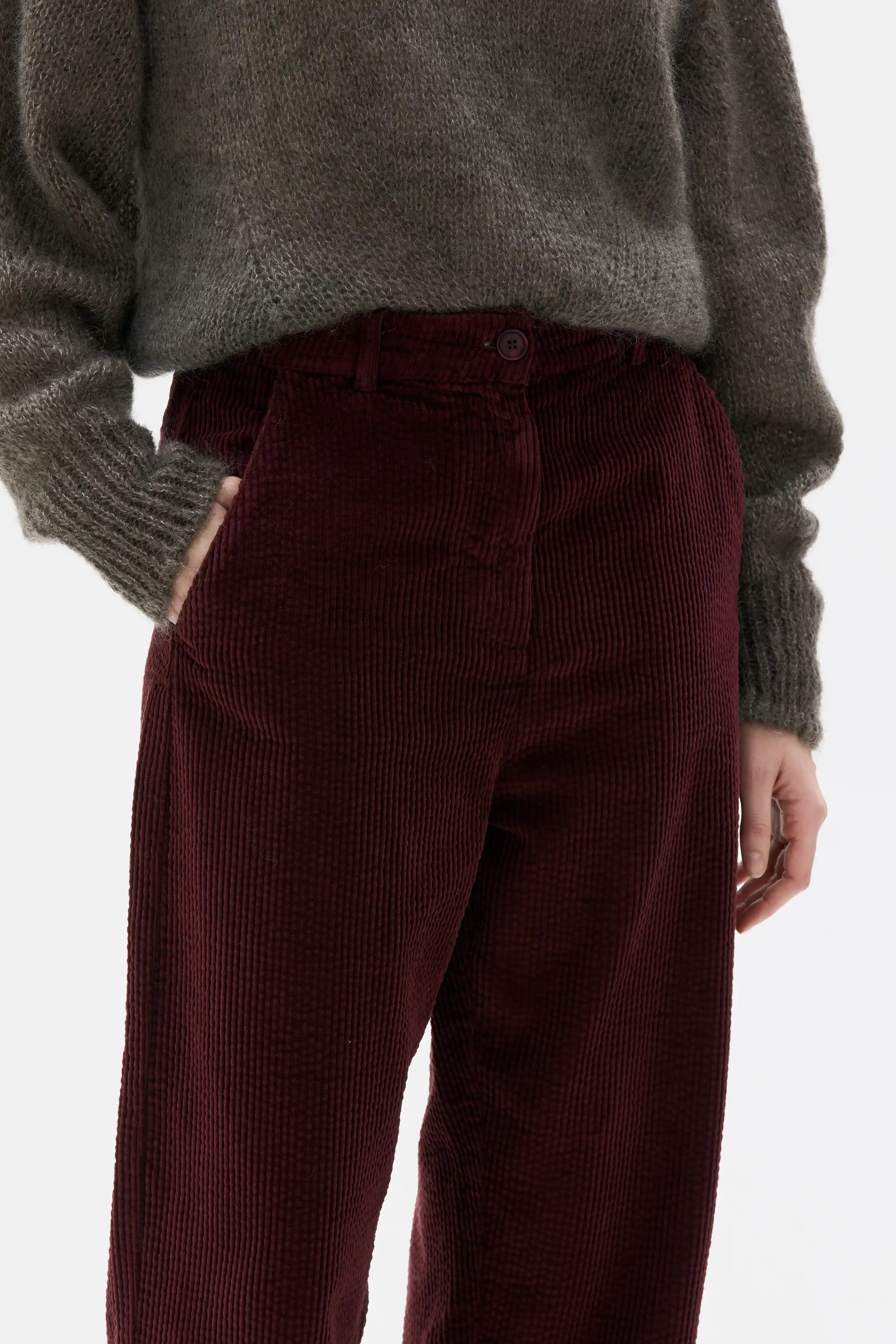 Sola Organic Corduroy Curved Trousers - 12 Grape