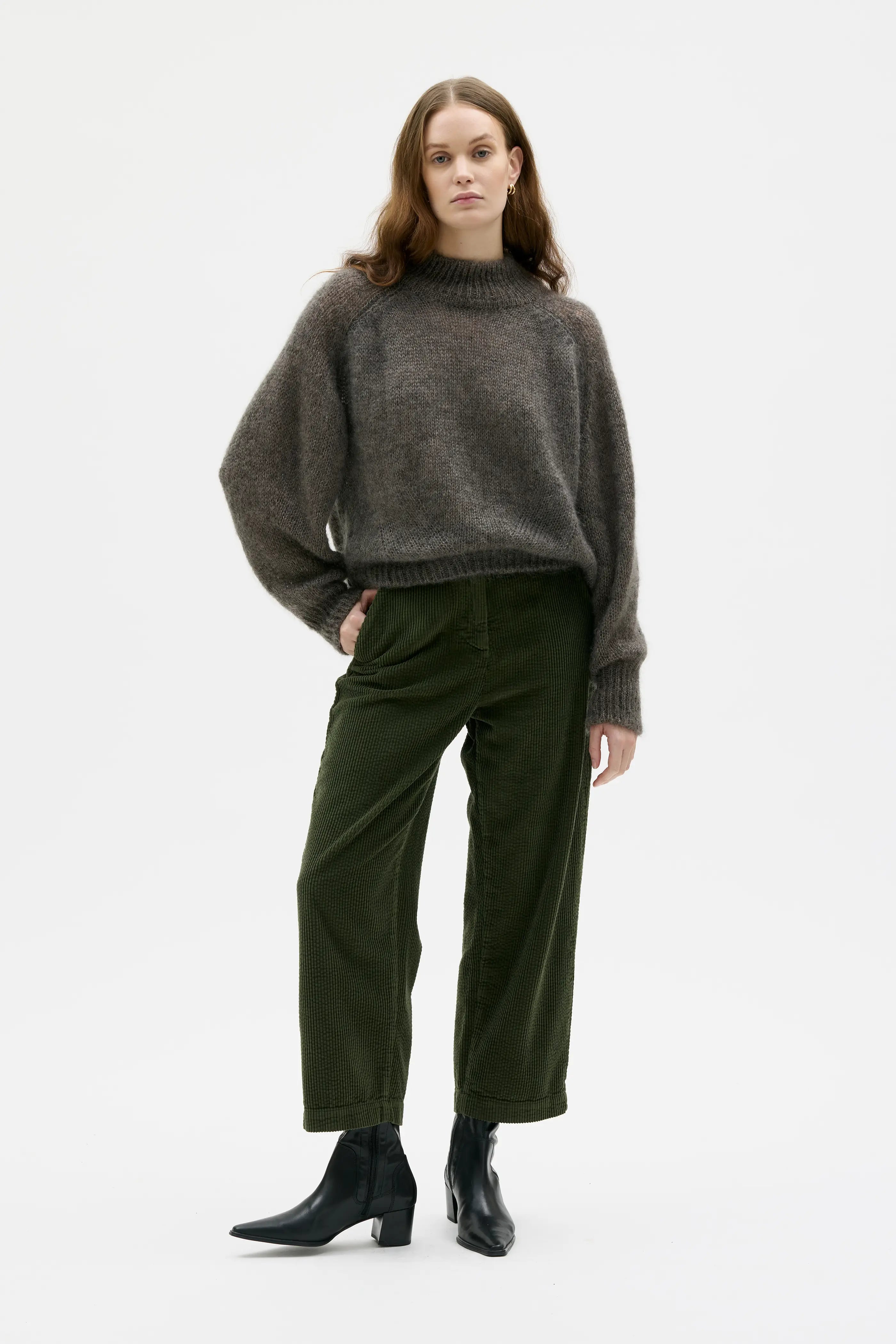 Faye Chunky Mohair Silk Sweater - Moleskin