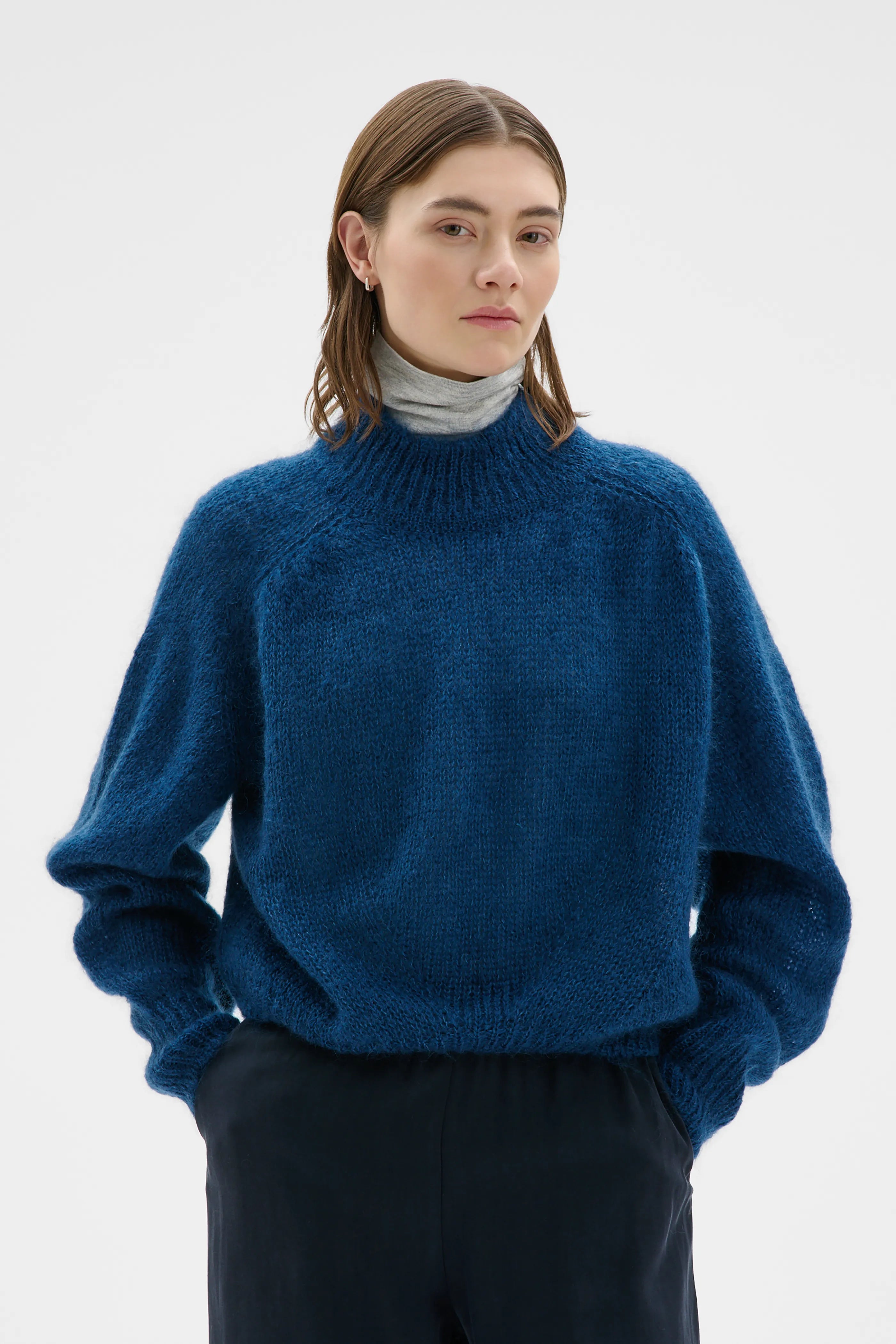 Faye Chunky Mohair Silk Sweater - Lazuli Blue