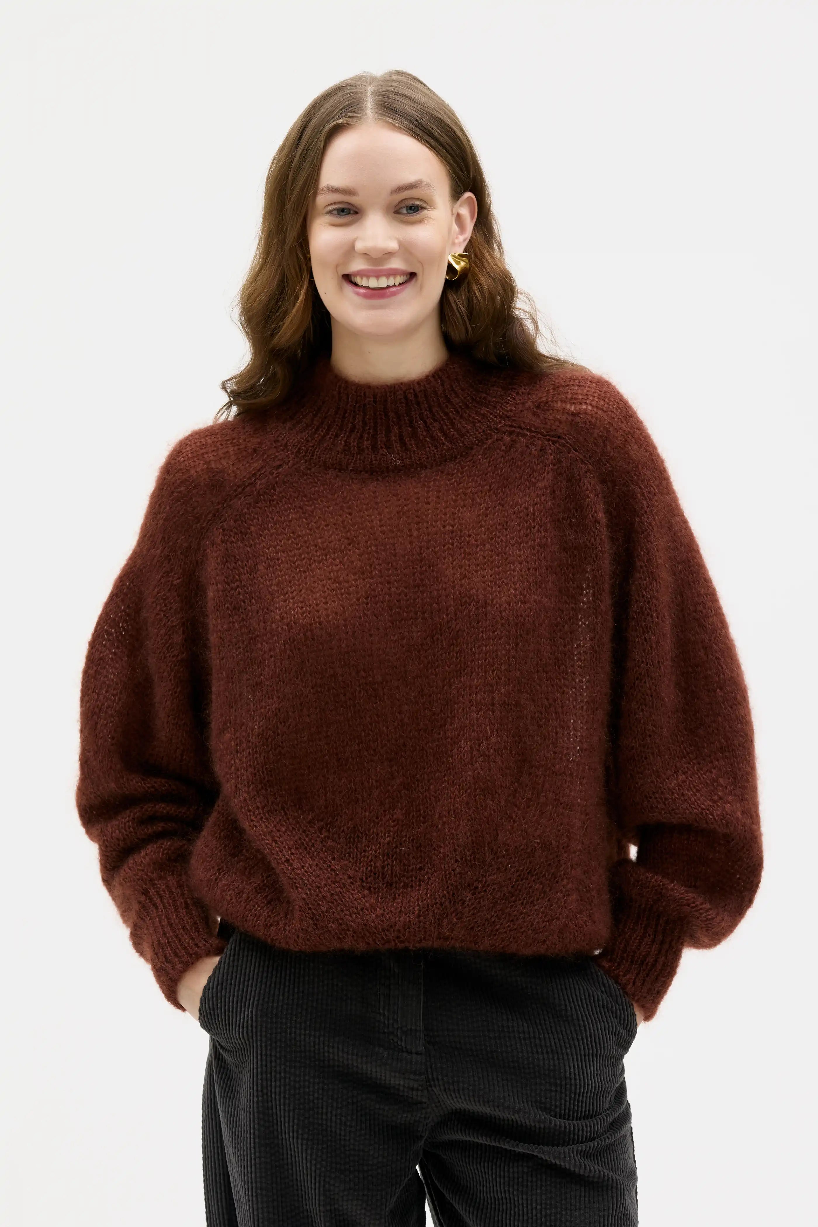 Faye Silke Mohairtröja - 62 Rostad Mandel 
