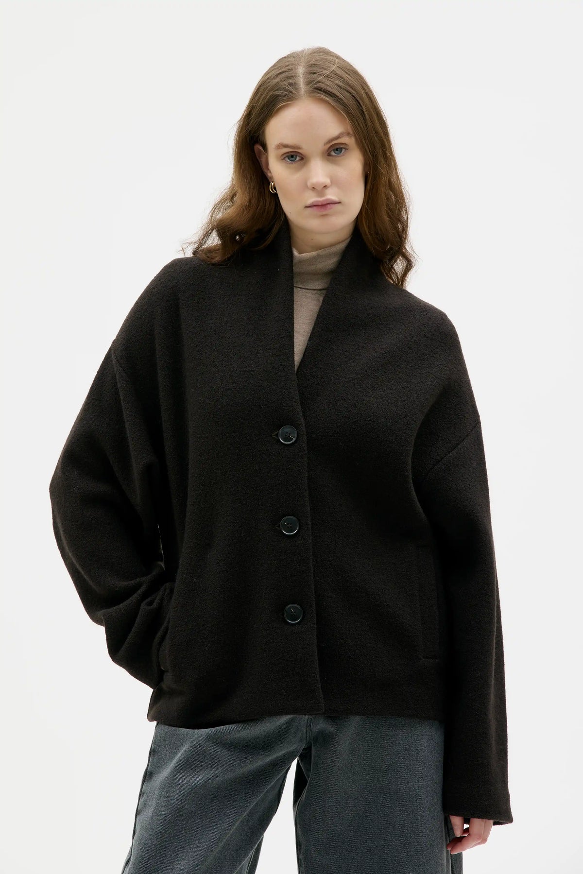 Hale Boiled Wool Jacket - Morel Brown