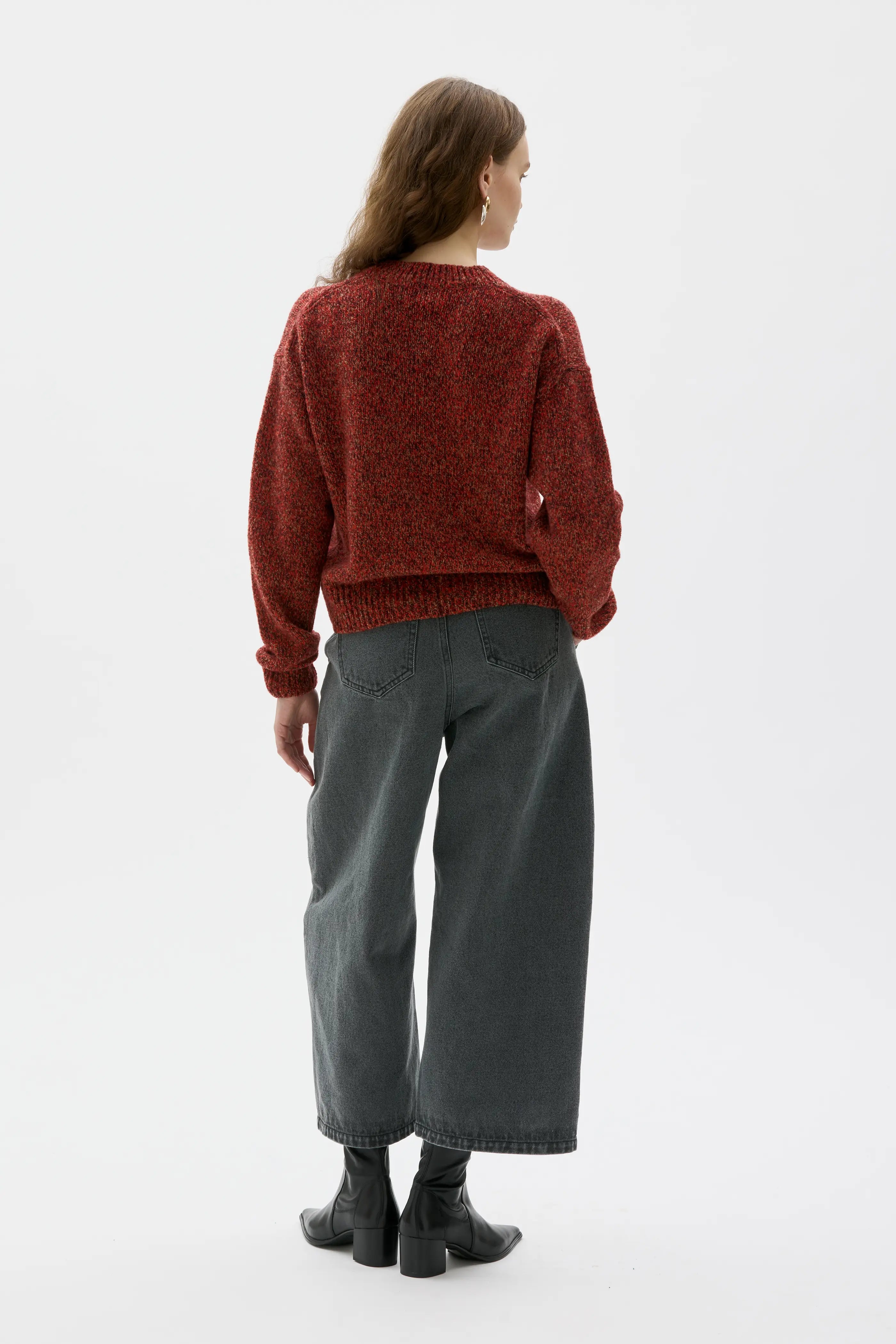 Iza Wool Silk Cashmere Mouliné Sweater - Burgundy Mouliné